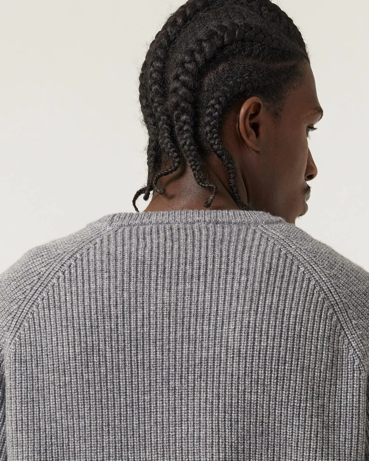 Wool Cashmere Ribbed Crewneck - Grey sold by Corridor product image thumbnail 4