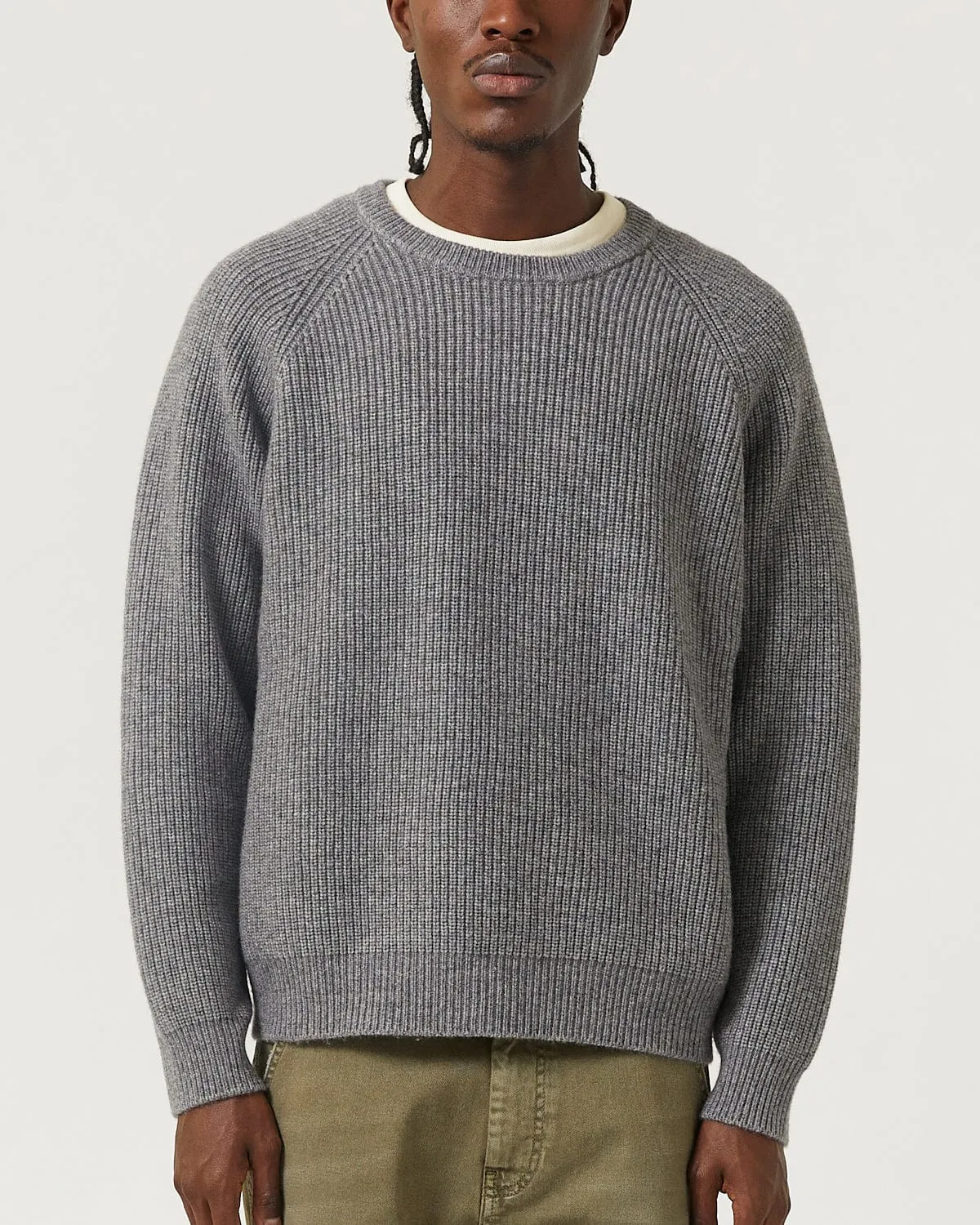 Wool Cashmere Ribbed Crewneck - Grey sold by Corridor product image thumbnail 3