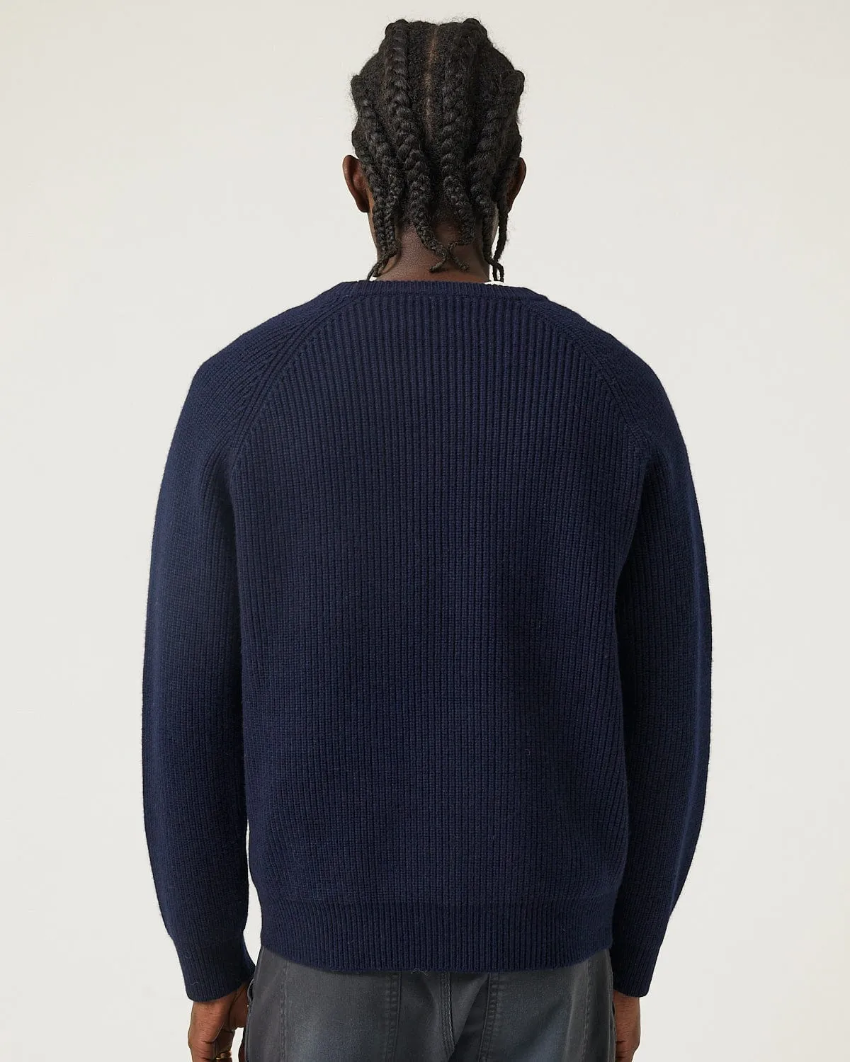 Wool Cashmere Ribbed Crewneck - Navy sold by Corridor product image thumbnail 4