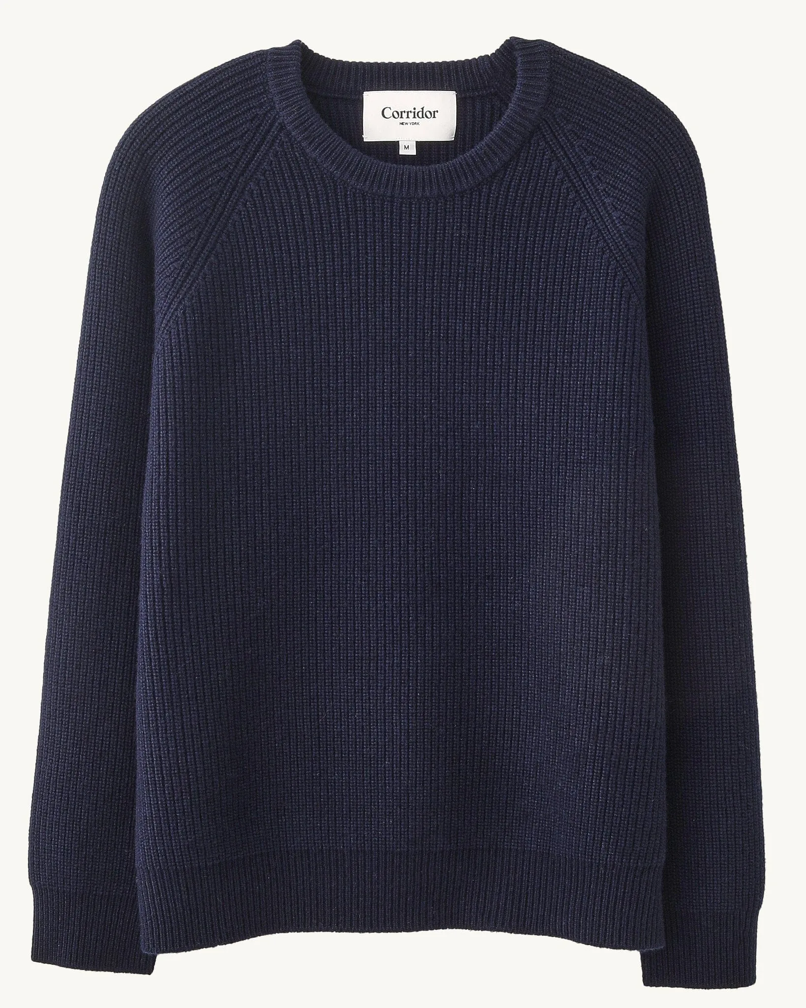 Wool Cashmere Ribbed Crewneck - Navy sold by Corridor