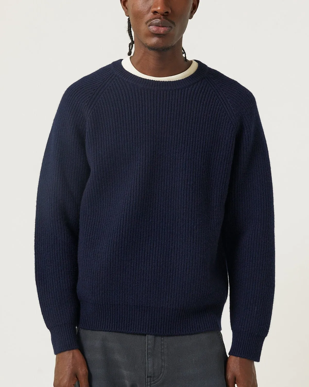 Wool Cashmere Ribbed Crewneck - Navy sold by Corridor product image thumbnail 3