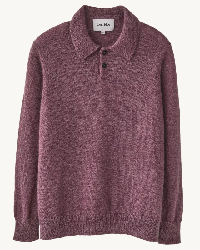 Brushed Alpaca Polo - Plum sold by Corridor