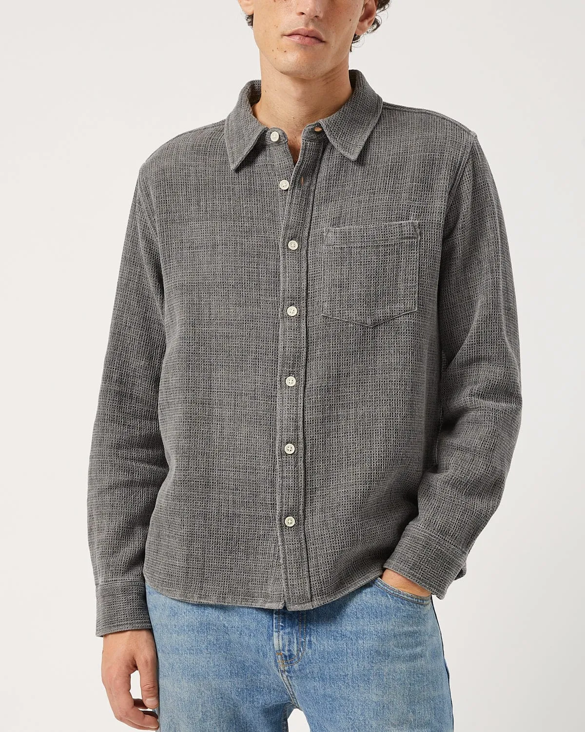 Pigment Dyed Waffle LS - Grey sold by Corridor product image thumbnail 3