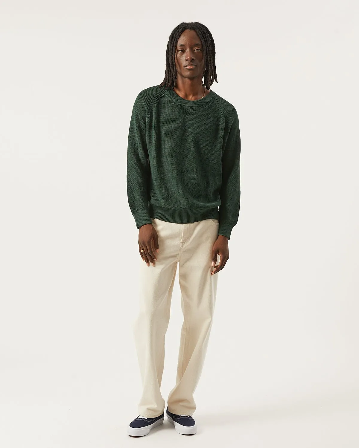 Ribbed Cotton Crewneck - Green sold by Corridor