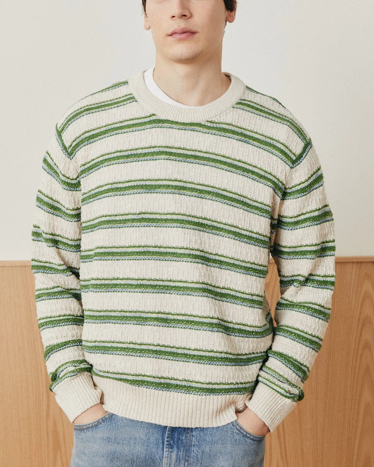 Stripe Linen Silk Crewneck sold by Corridor product image thumbnail 2