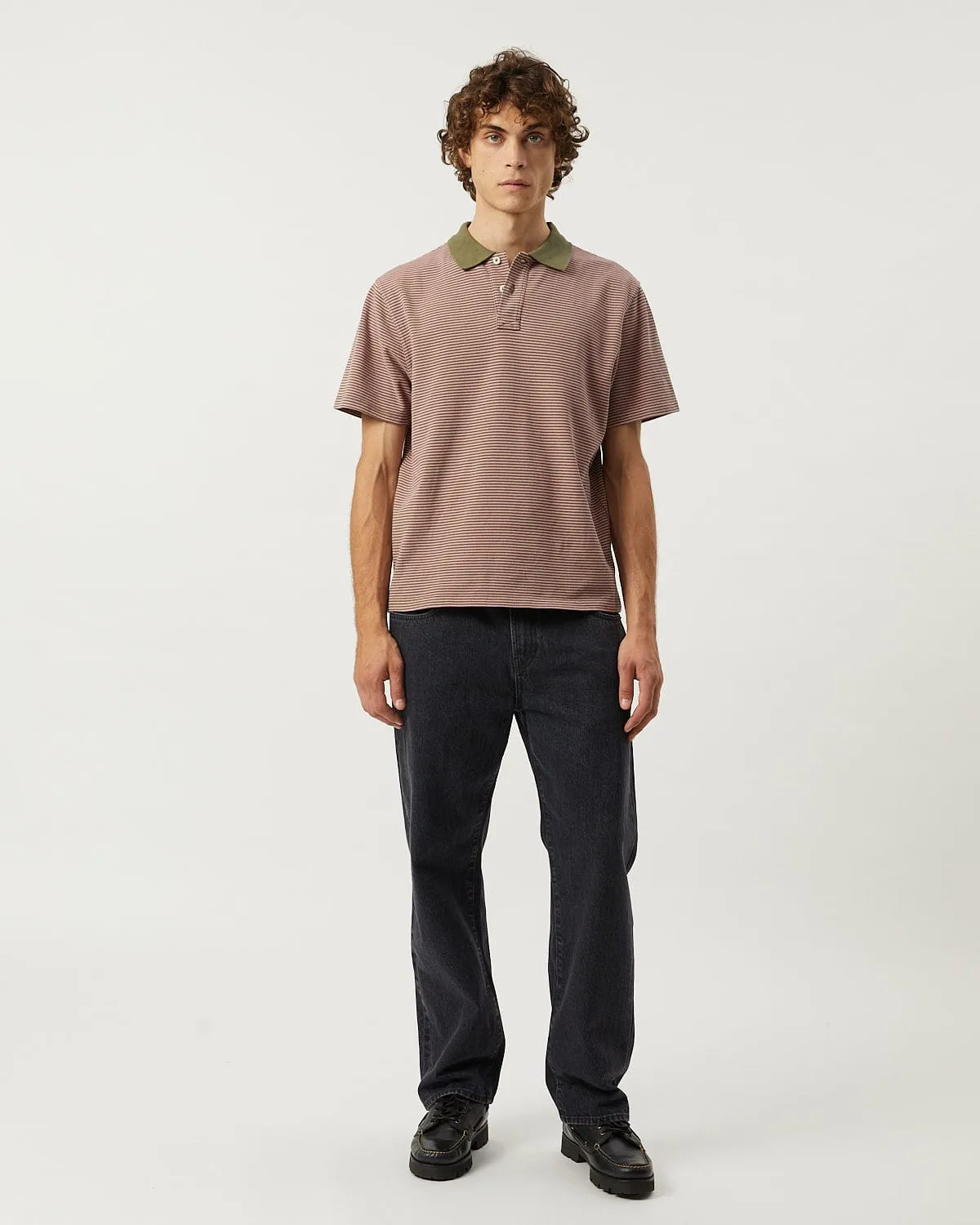 Stripe Pique Polo - Pink sold by Corridor