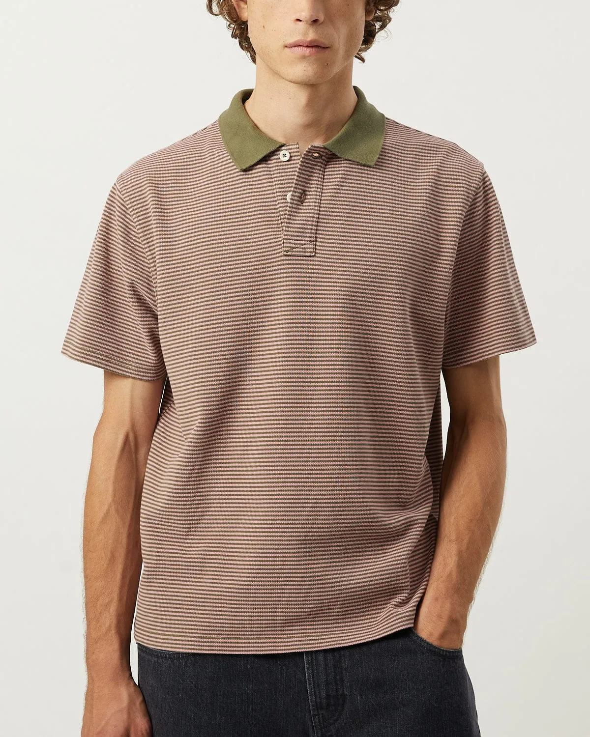 Stripe Pique Polo - Pink sold by Corridor product image thumbnail 2