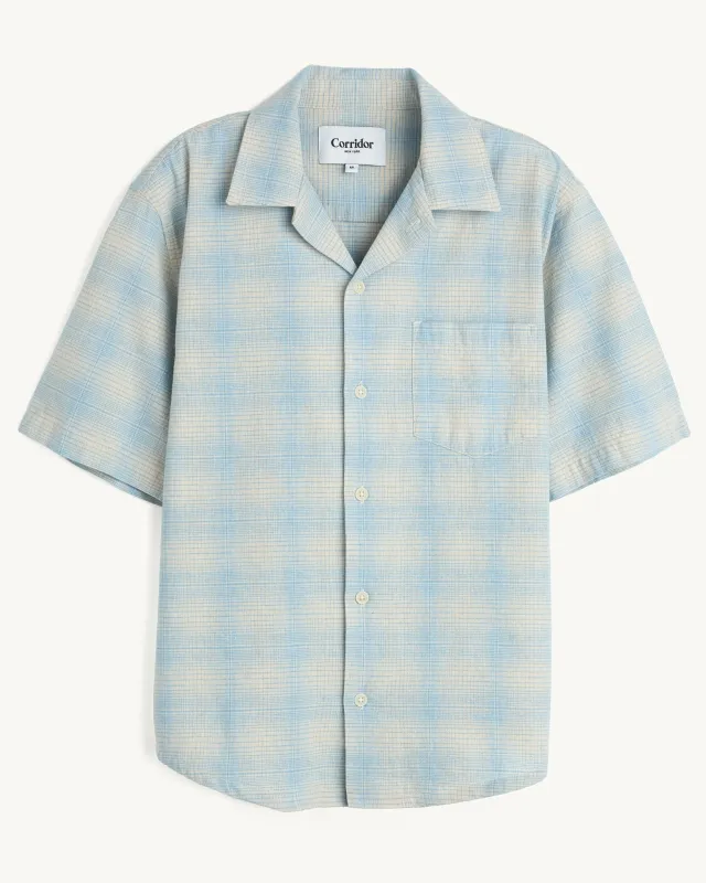 Linen Plaid SS - Light Blue sold by Corridor