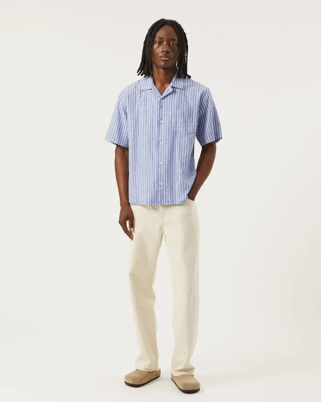 Linen Stripe SS - Blue sold by Corridor