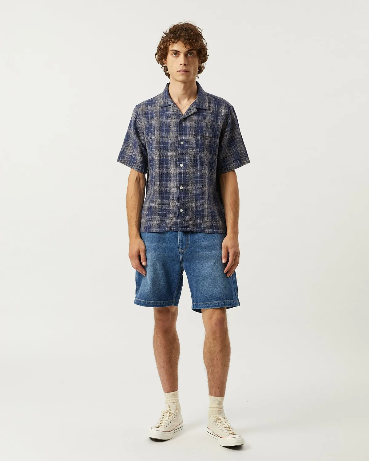 Wavy Linen SS - Navy sold by Corridor