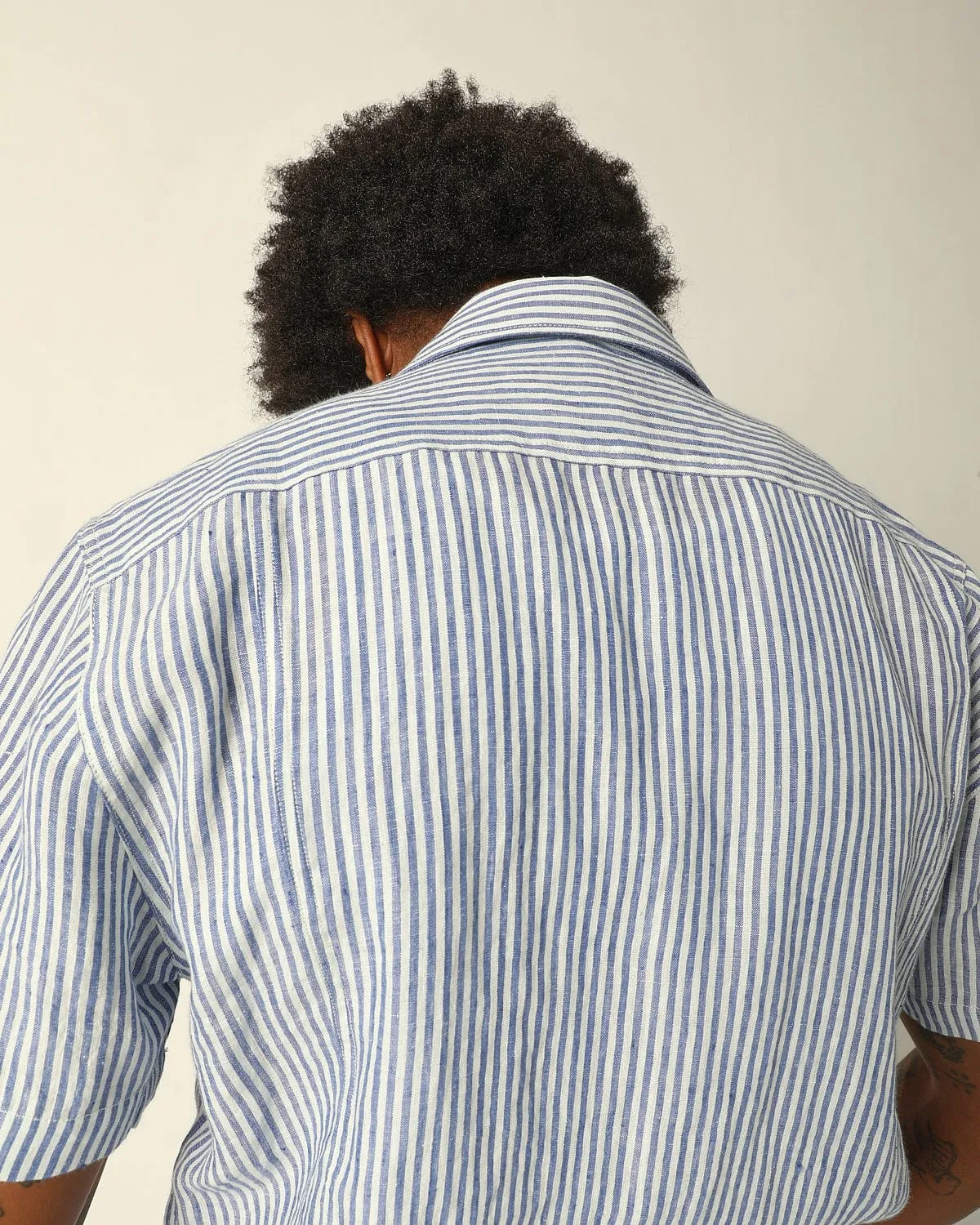 Linen Stripe SS - Blue sold by Corridor product image thumbnail 3