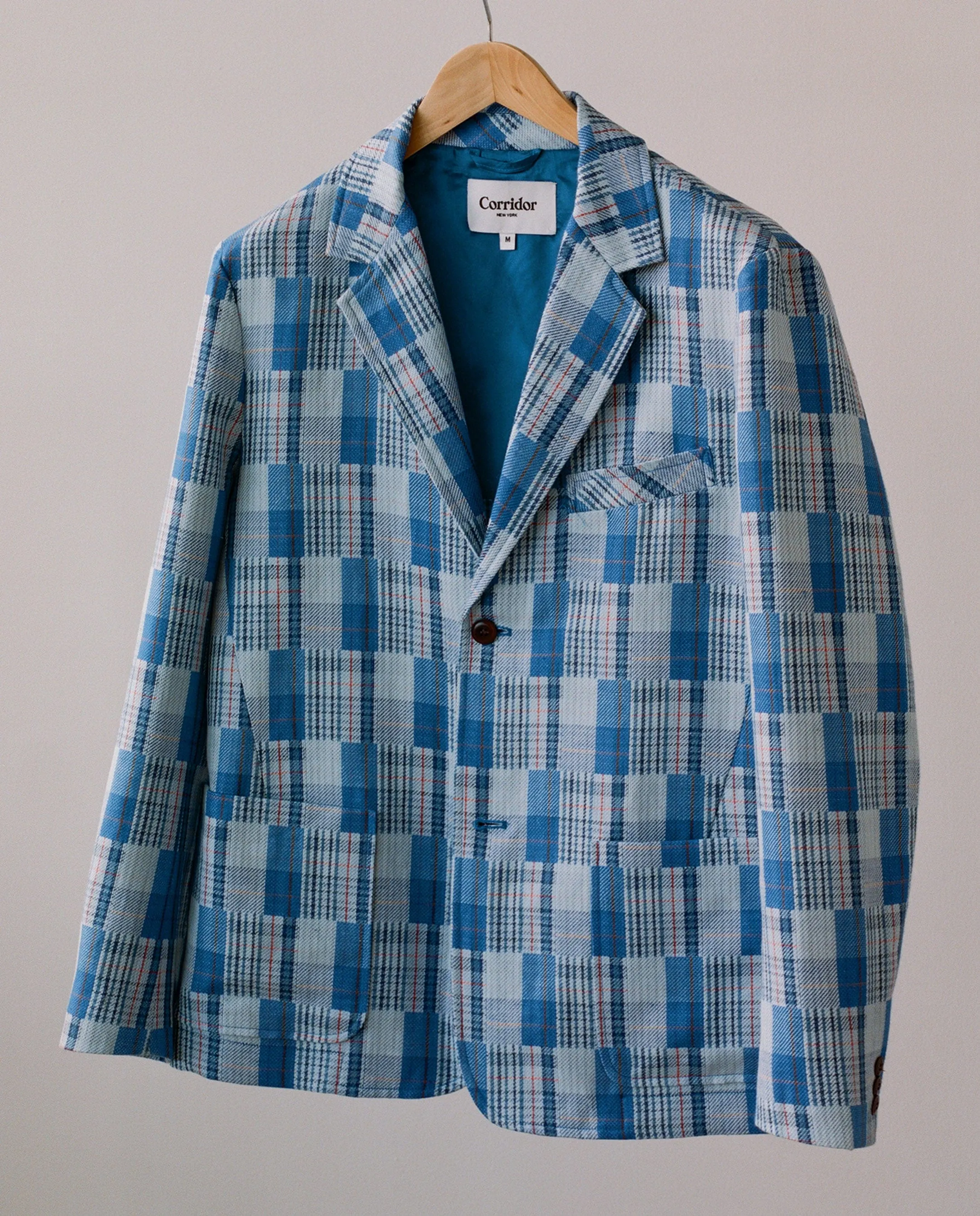 Linen Patchwork 2 Button Blazer sold by Corridor