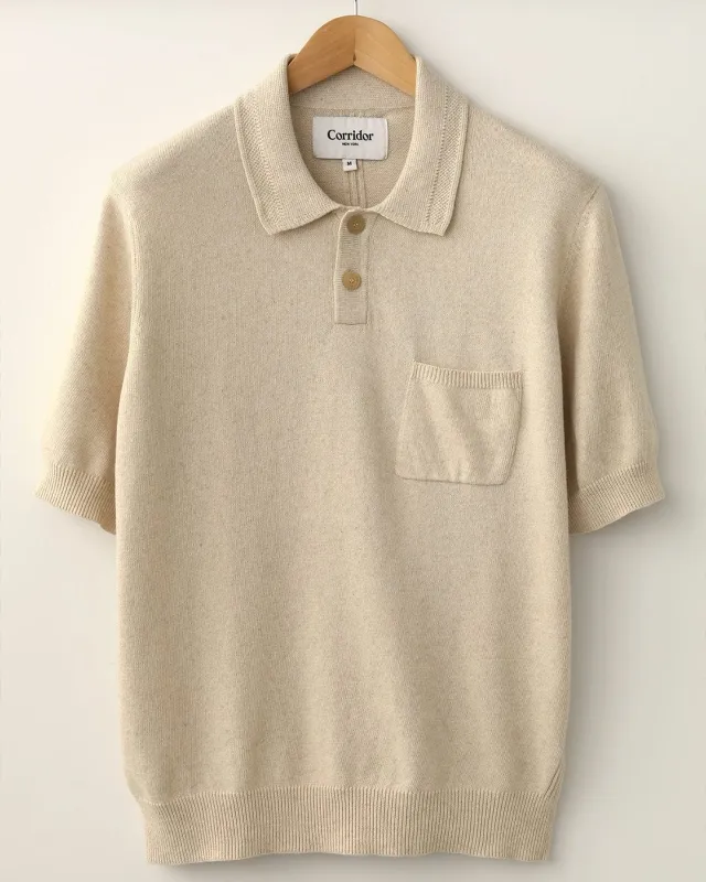 Knit Slouchy Polo - Natural sold by Corridor