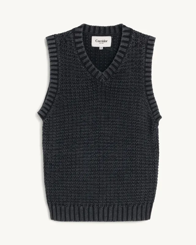Garment Washed Vest - Black made by Corridor