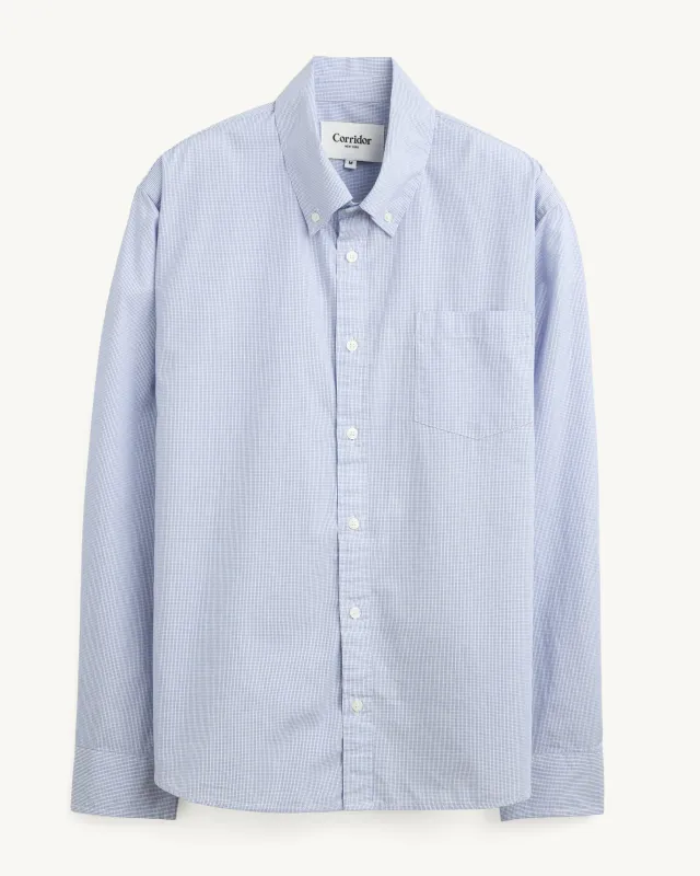 Windowpane Poplin LS - Blue made by Corridor