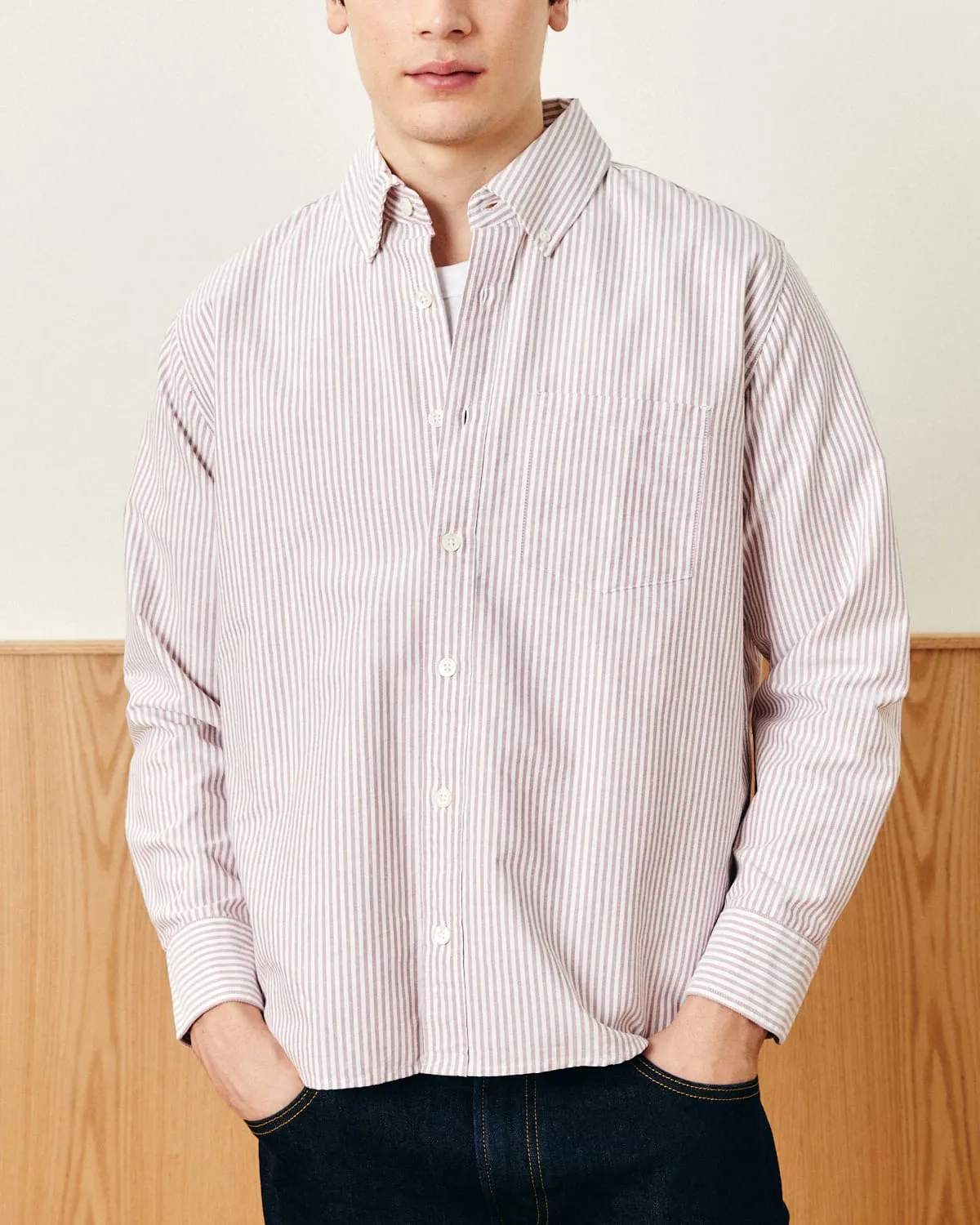 Stripe Oxford LS - Red sold by Corridor product image thumbnail 2