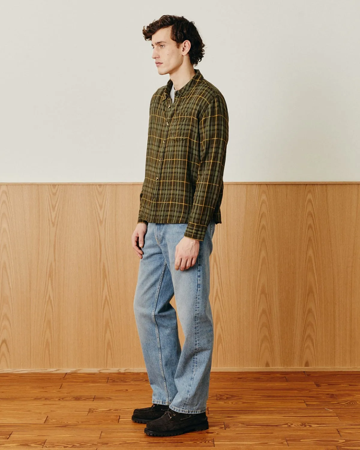 Crinkle Plaid LS - Olive sold by Corridor product image thumbnail 4