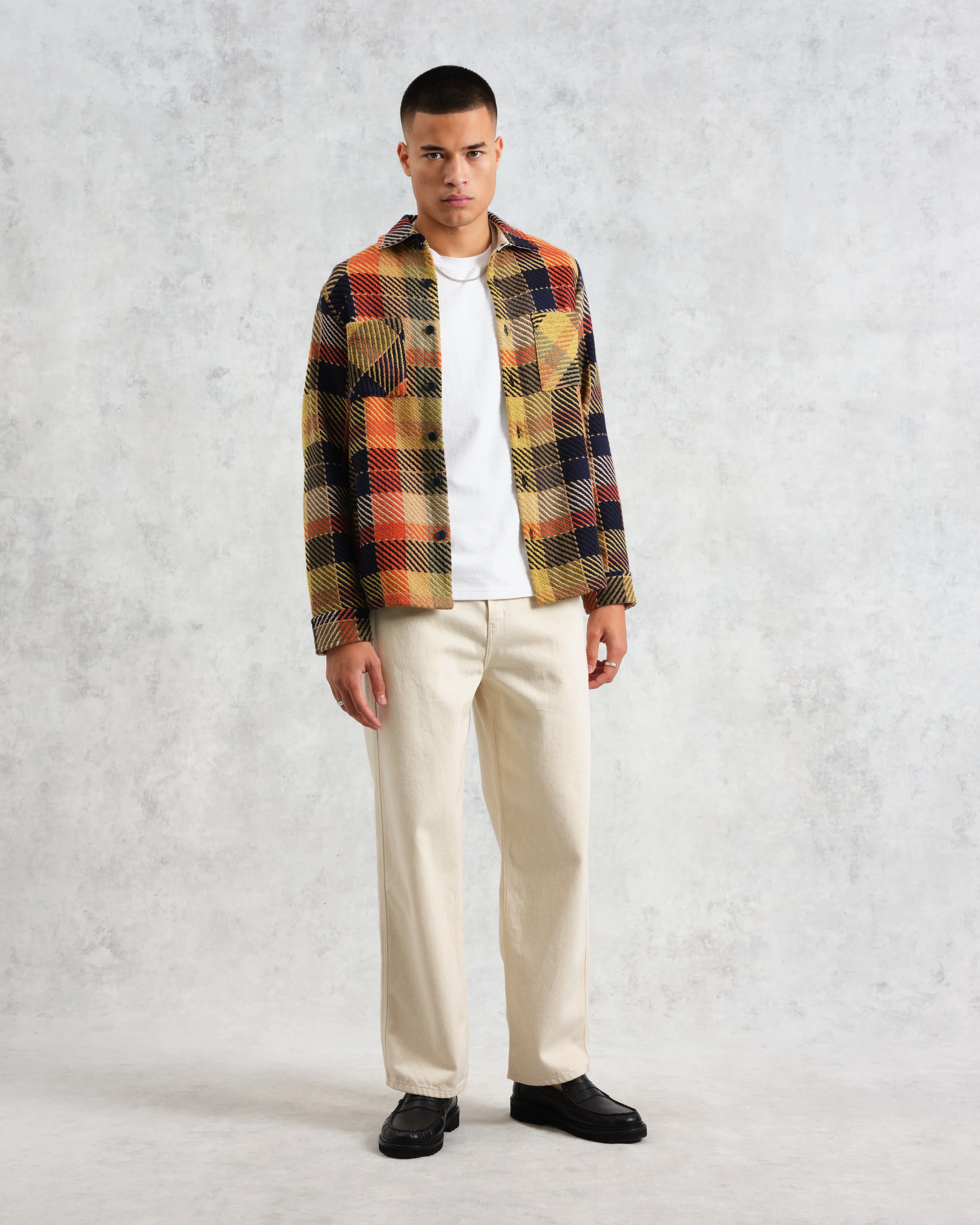 Whiting - Khaki Cheltenham Check Overshirt sold by Wax London product image thumbnail 4