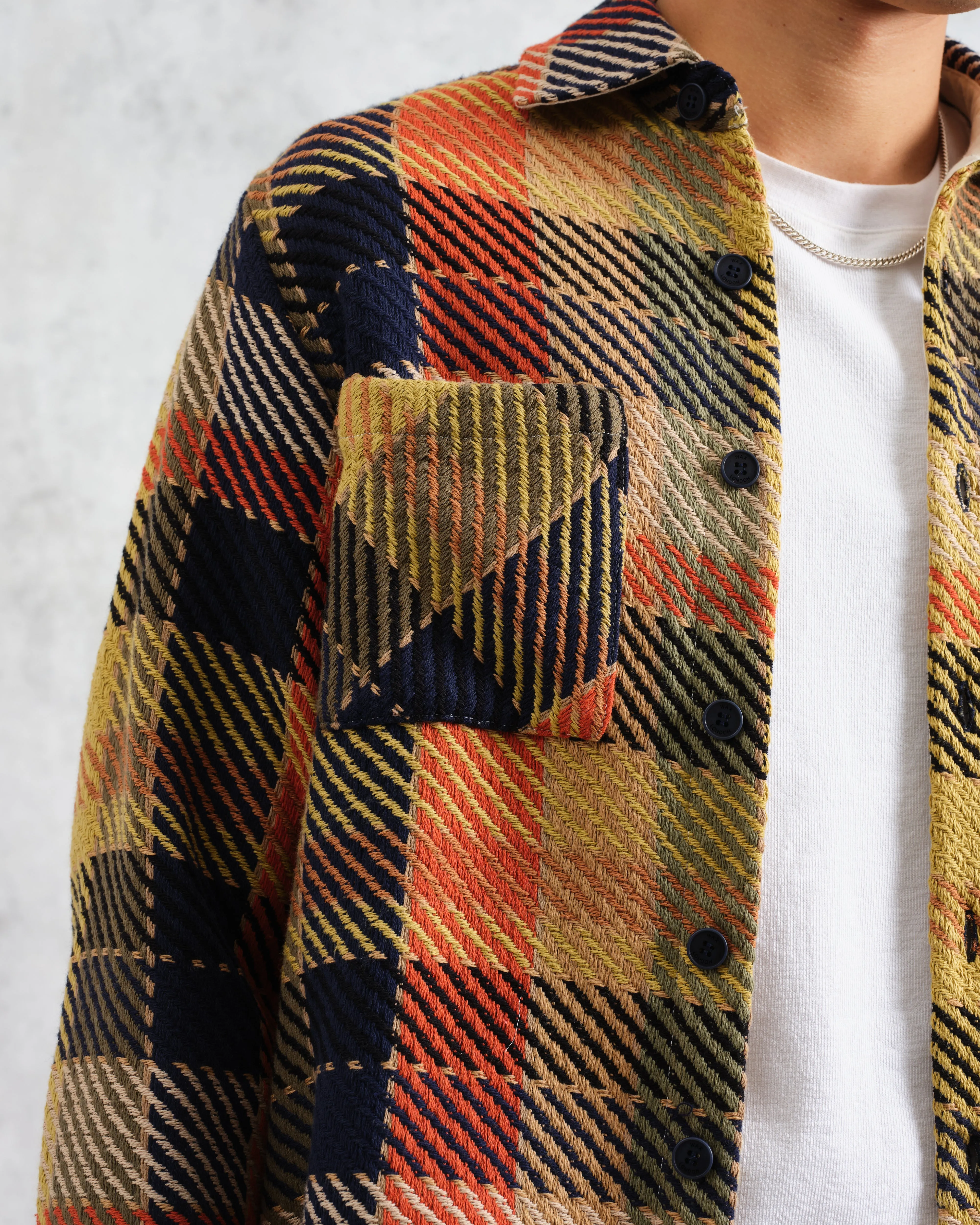 Whiting - Khaki Cheltenham Check Overshirt sold by Wax London product image thumbnail 3