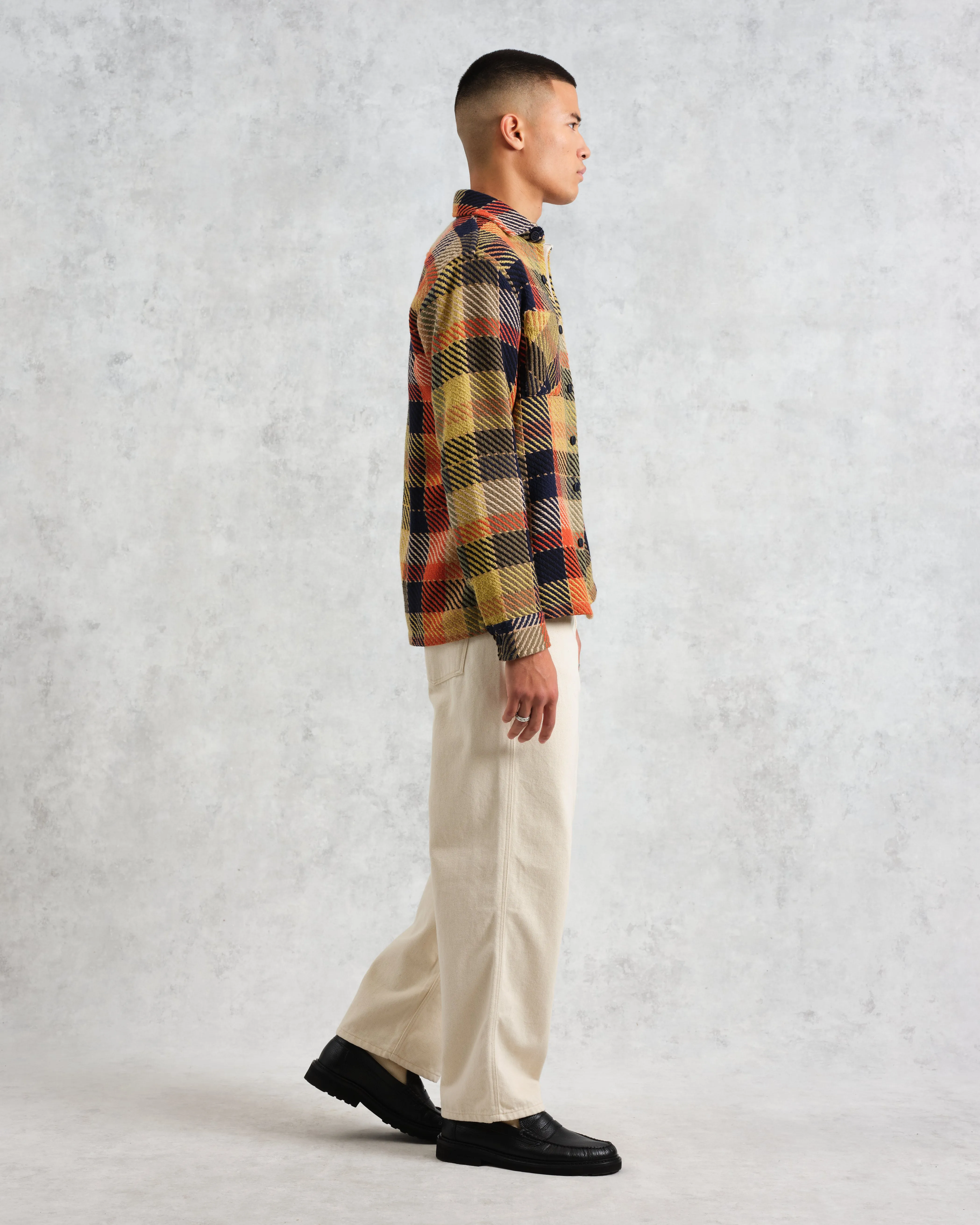 Whiting - Khaki Cheltenham Check Overshirt sold by Wax London product image thumbnail 5