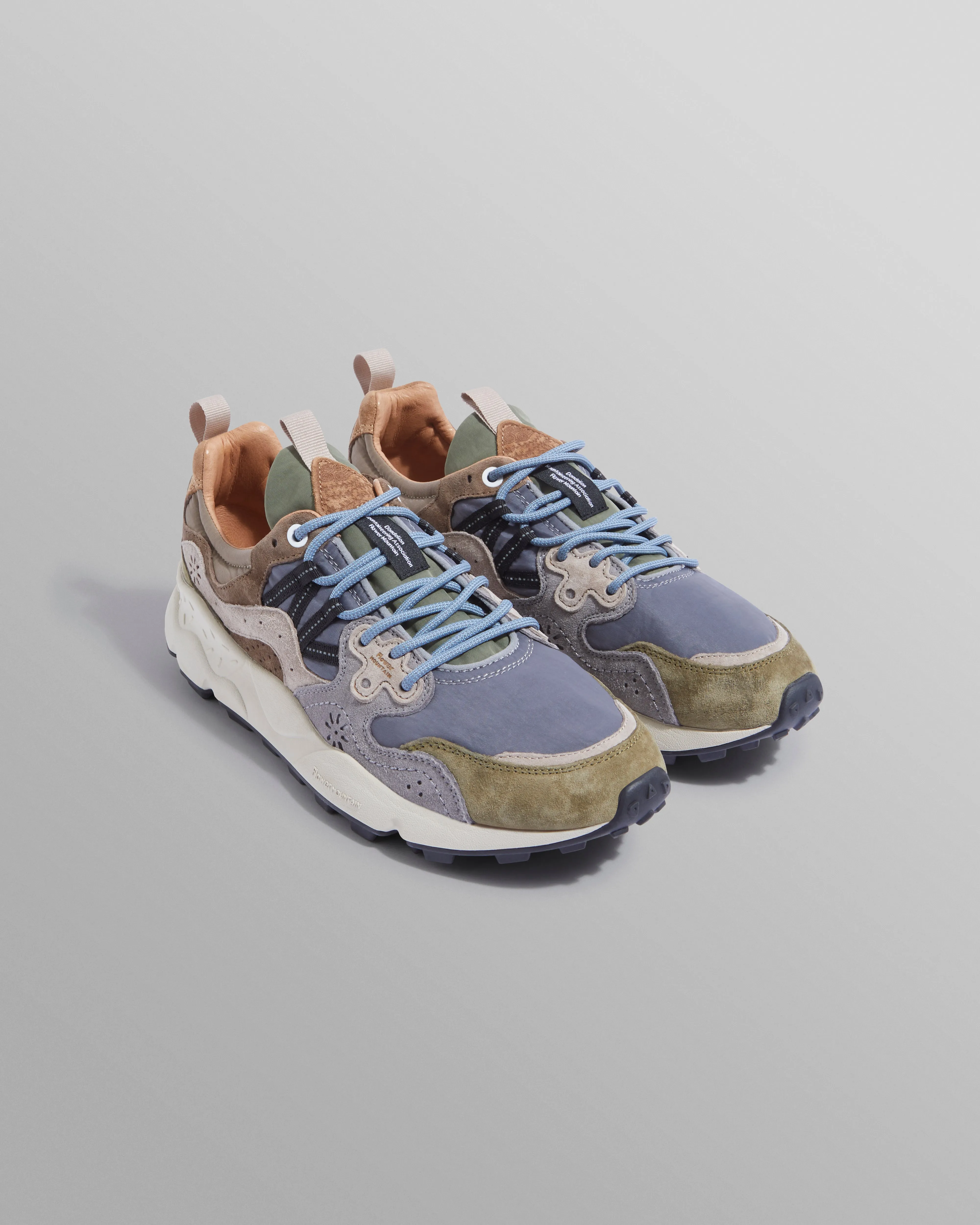 Flower Mountain - Khaki And Grey Suede And Technical Fabric Trainers sold by Wax London product image thumbnail 4