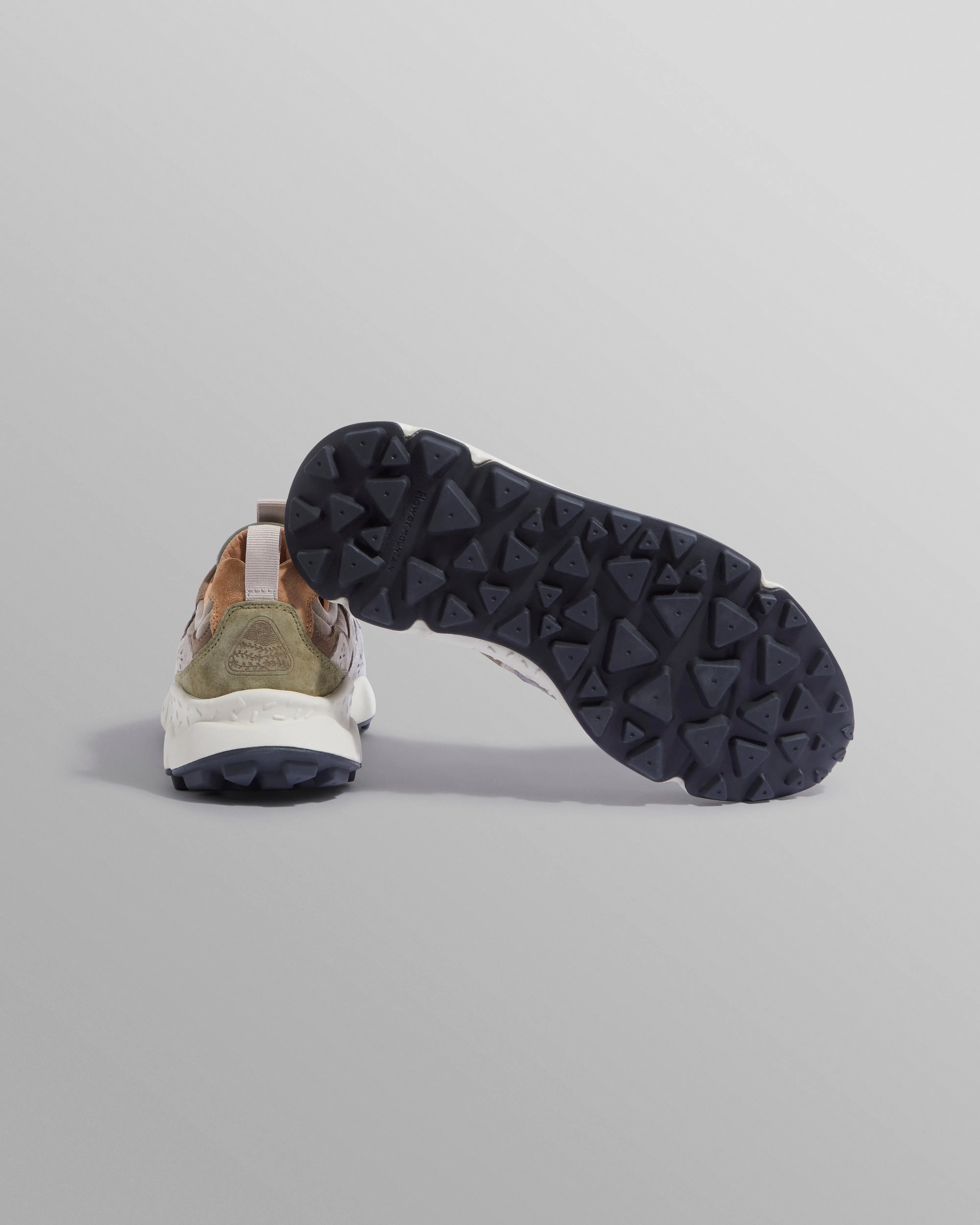Flower Mountain - Khaki And Grey Suede And Technical Fabric Trainers sold by Wax London product image thumbnail 3