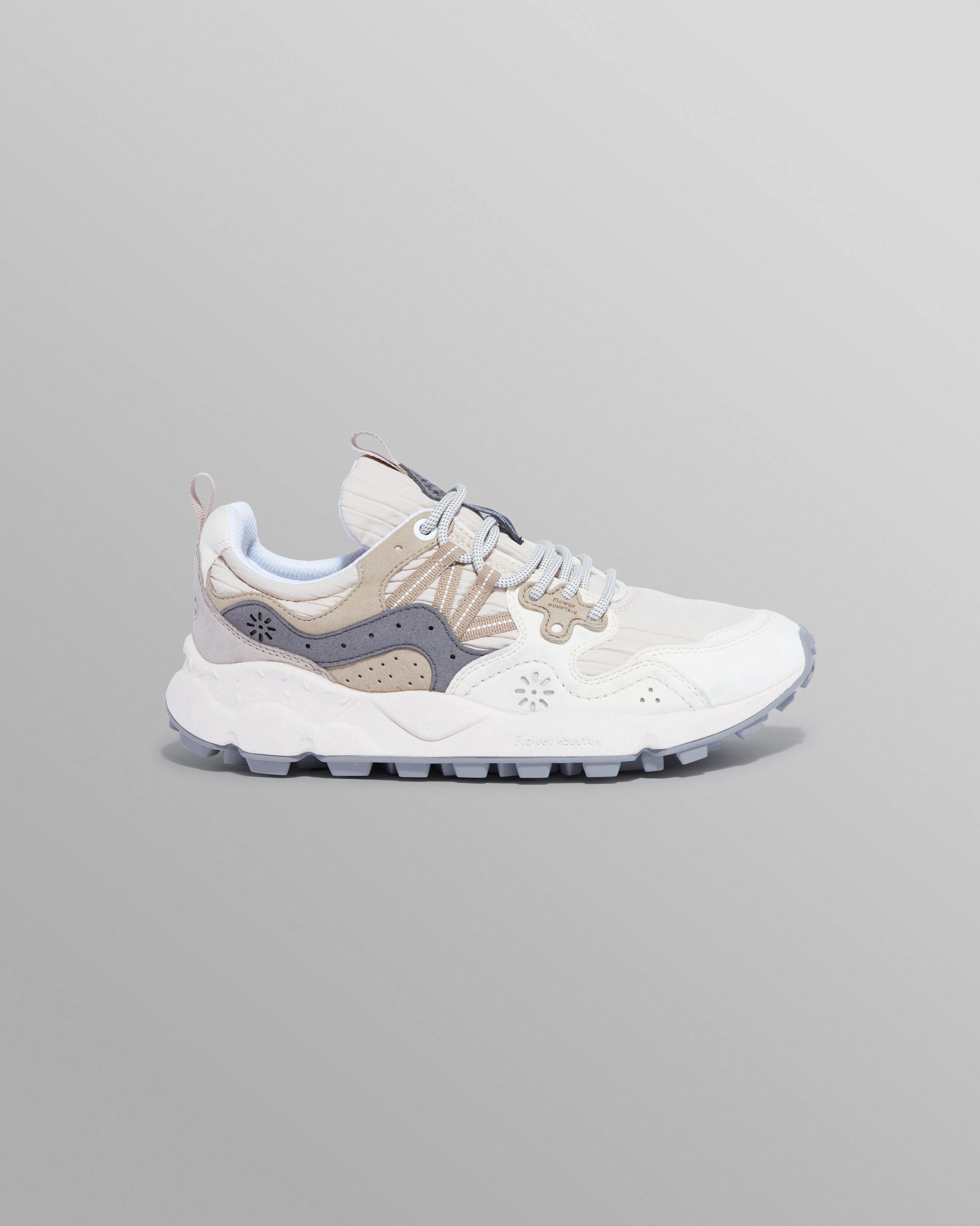 Flower Mountain - Cream Suede And Technical Fabric Trainers sold by Wax London