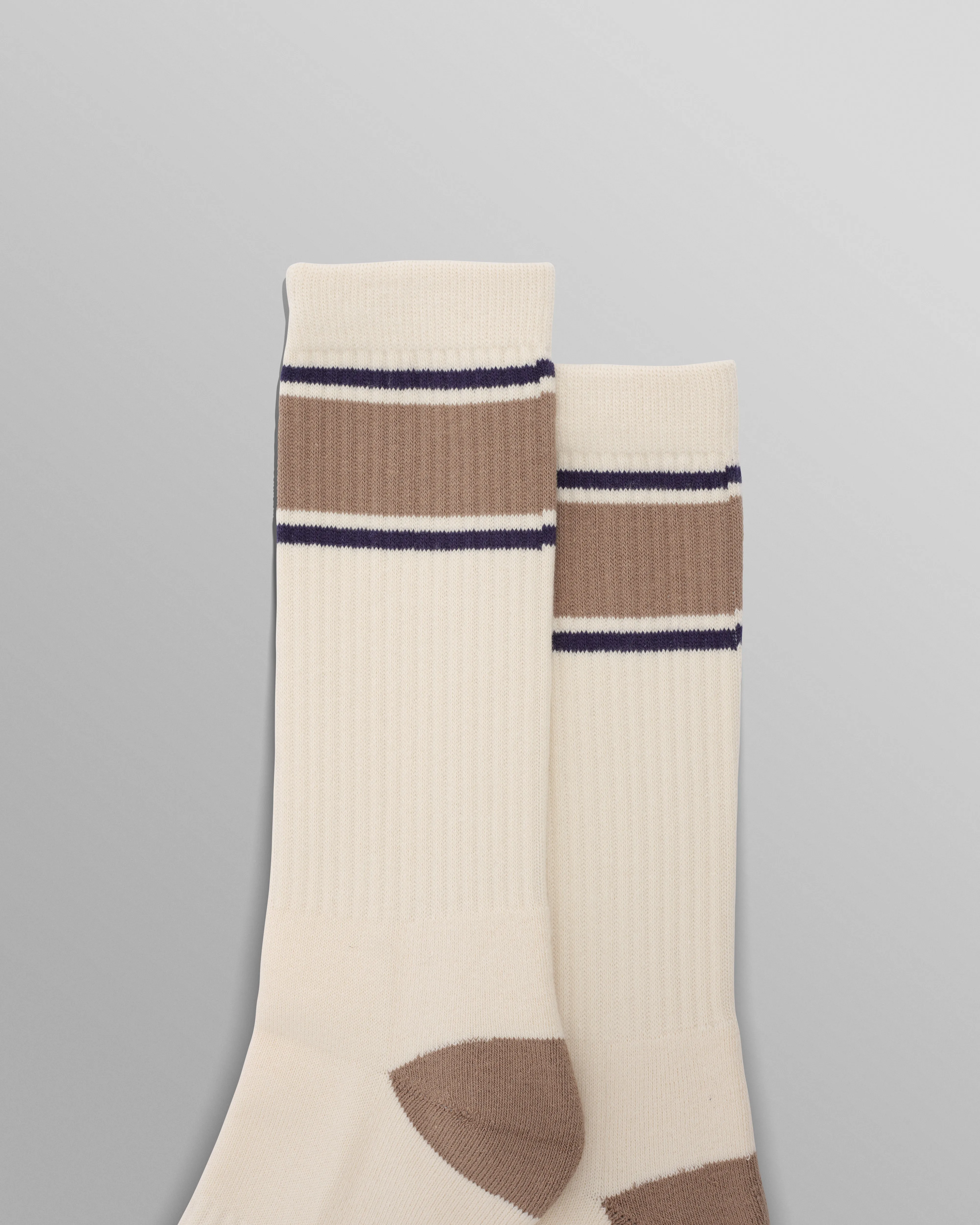 Thorpe - Ecru And Beige Running Stripe Sports Sock sold by Wax London product image thumbnail 2