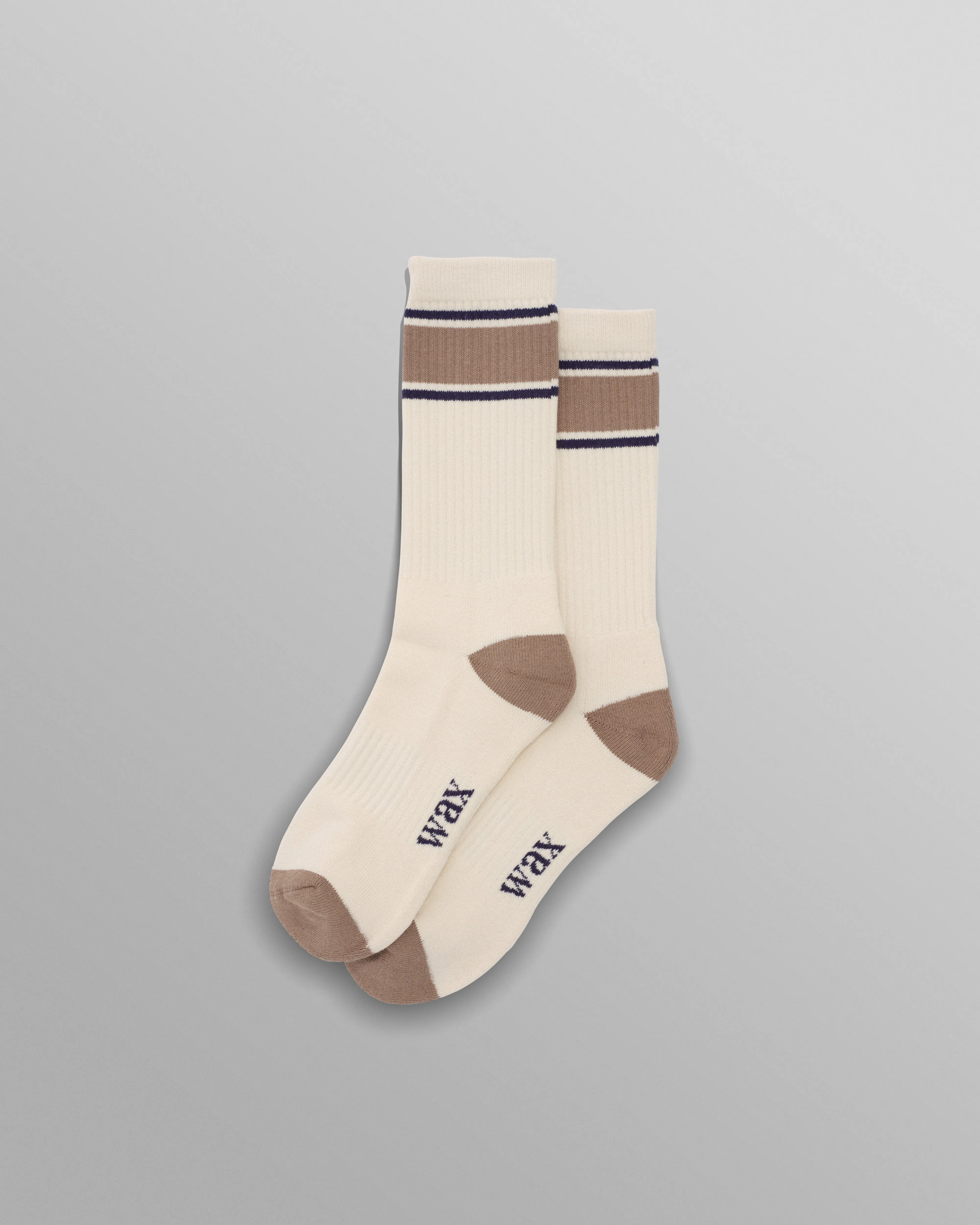 Thorpe - Ecru And Beige Running Stripe Sports Sock sold by Wax London