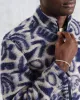 Cozi - Ecru And Navy Squiggle Fleece Jacket sold by Wax London