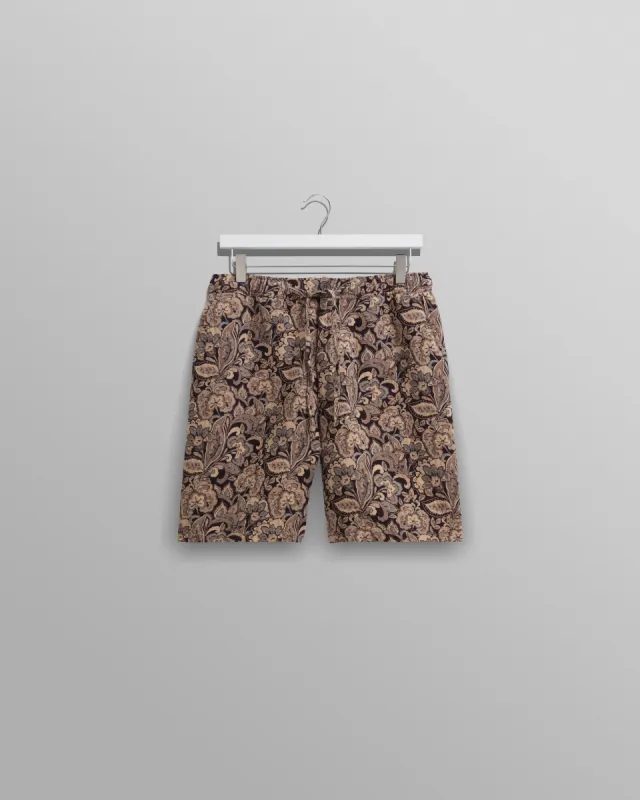 Kurt Shorts Brown Floral Jacquard sold by Wax London