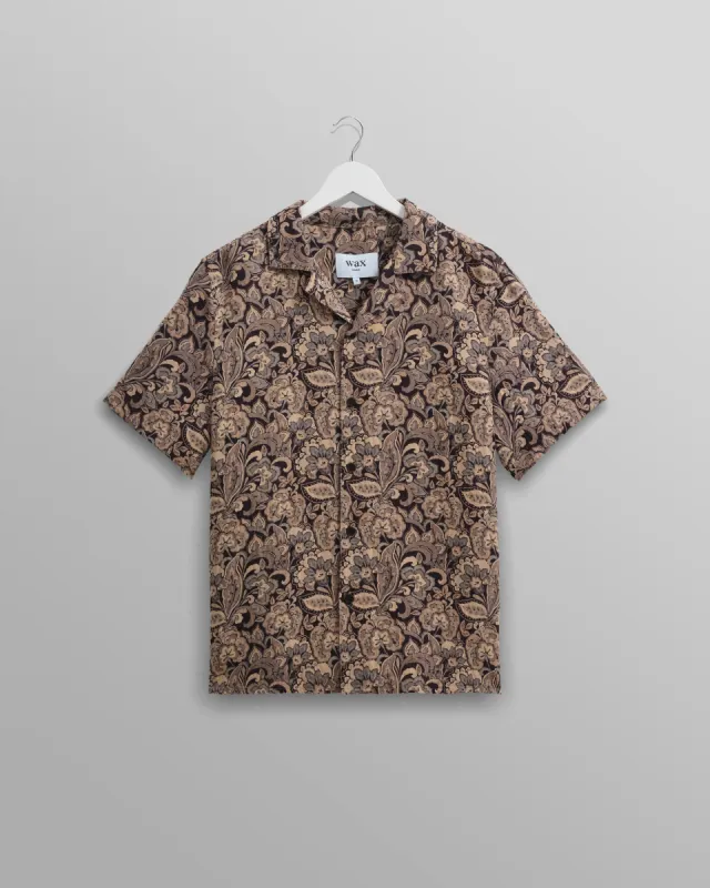 Didcot Shirt Brown Floral Jacquard sold by Wax London