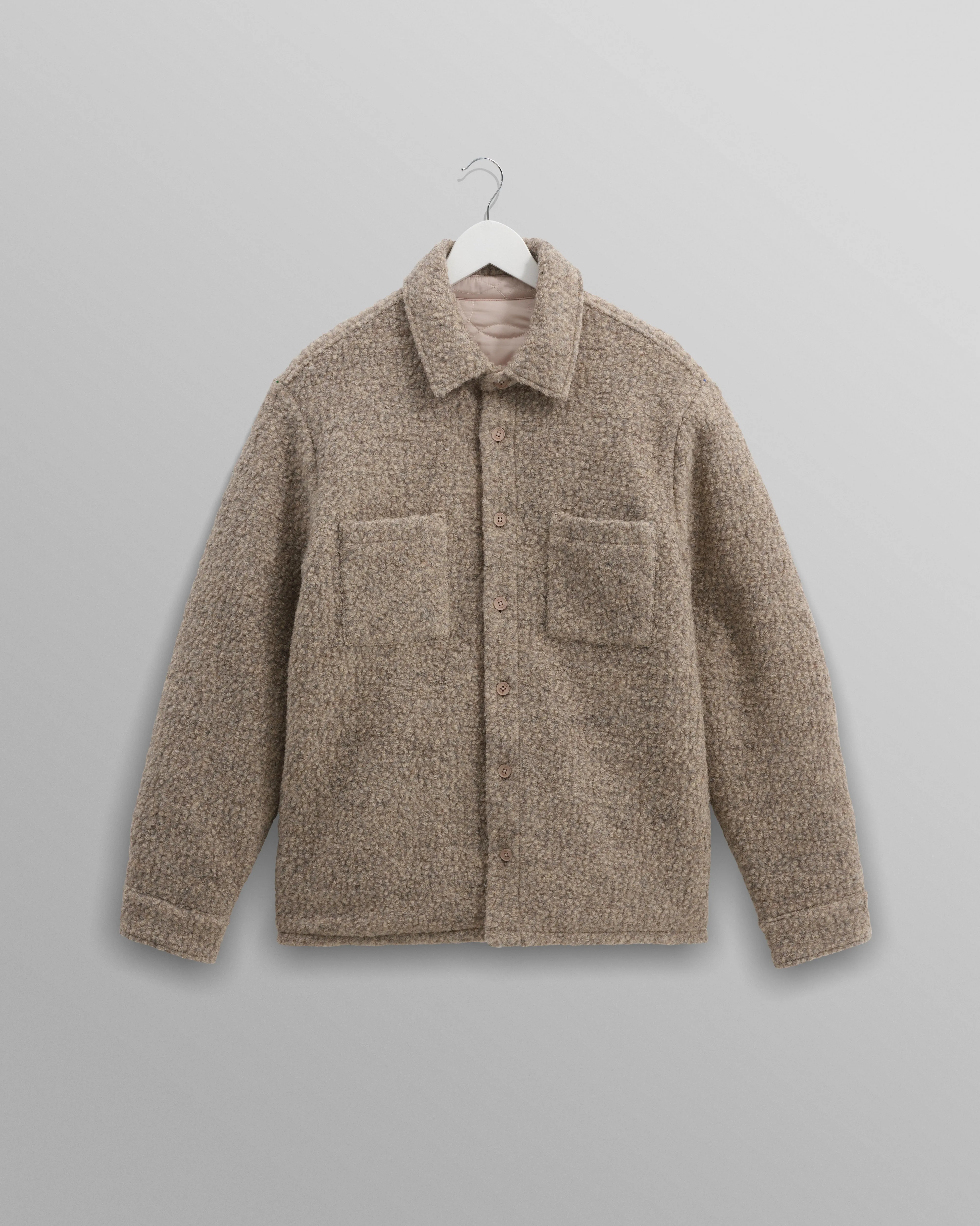 Mount - Natural Reversible Boucle Wool Overshirt sold by Wax London