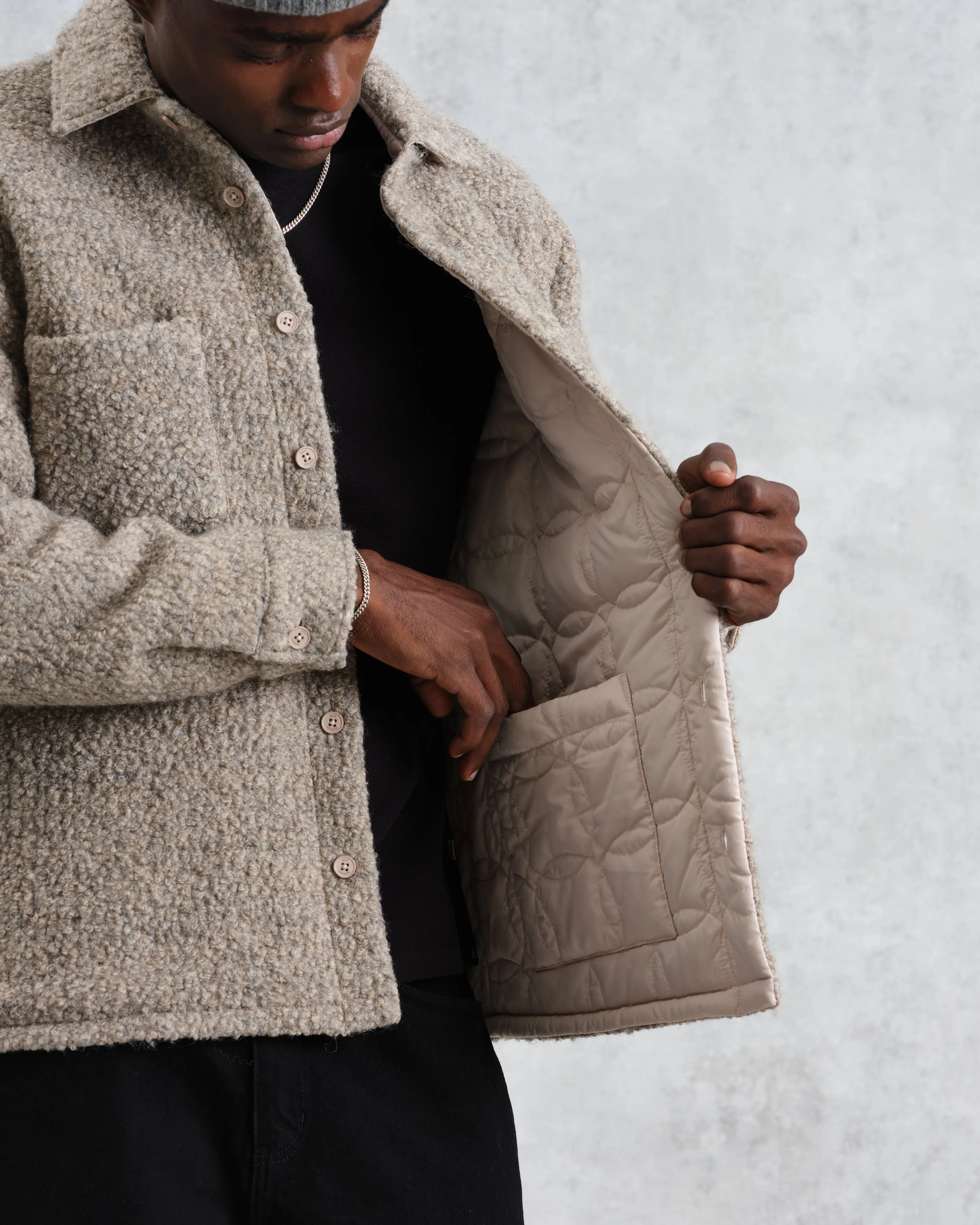 Mount - Natural Reversible Boucle Wool Overshirt sold by Wax London product image thumbnail 5