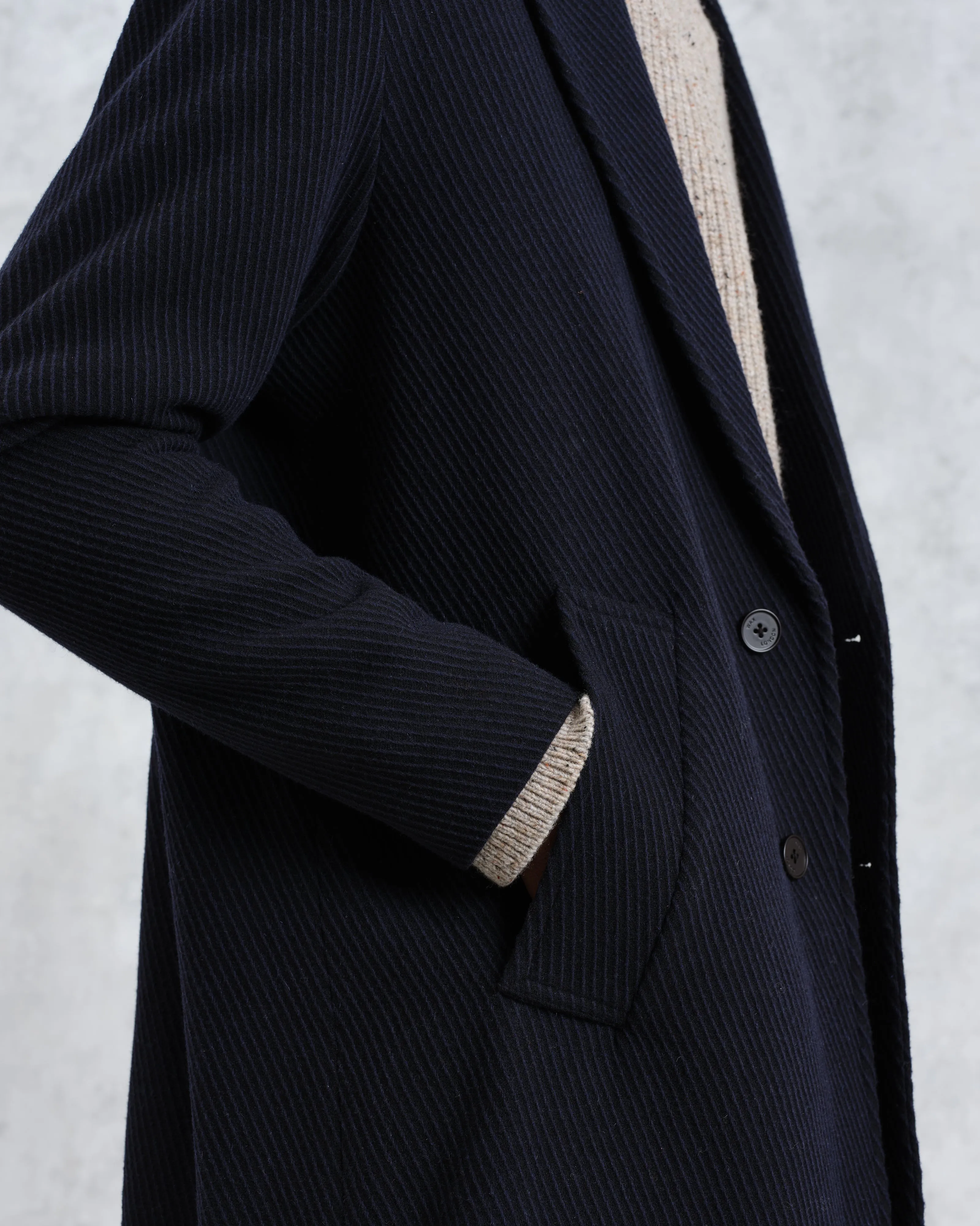 Sasso - Navy Twill Wool Coat sold by Wax London product image thumbnail 4