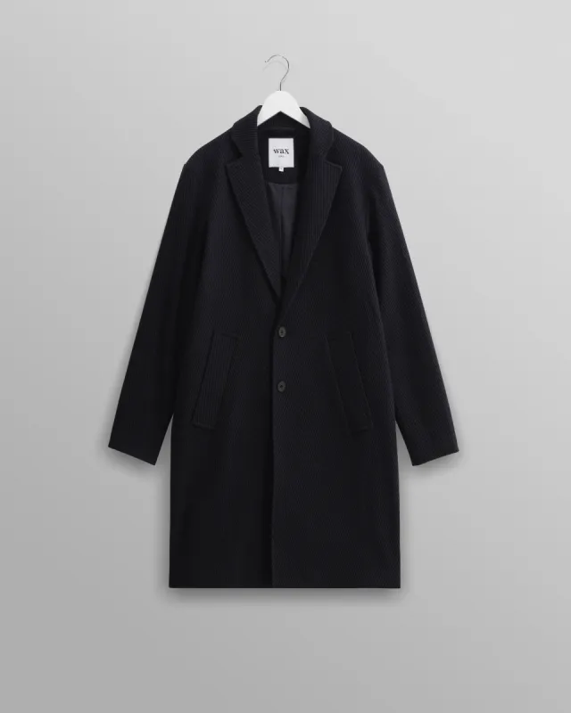 Sasso - Navy Twill Wool Coat made by Wax London