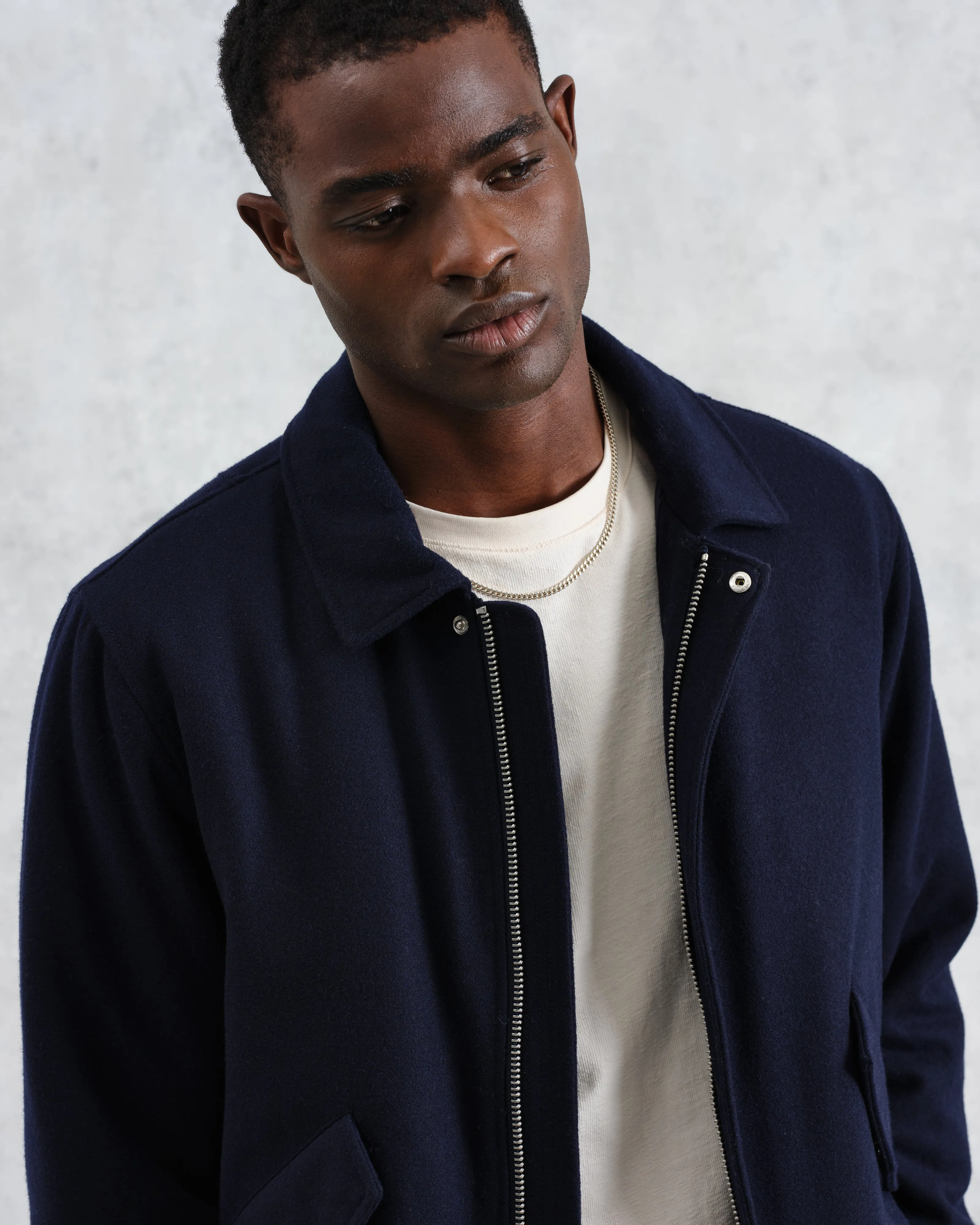 Knoll - Navy Wool Bomber Jacket sold by Wax London product image thumbnail 3