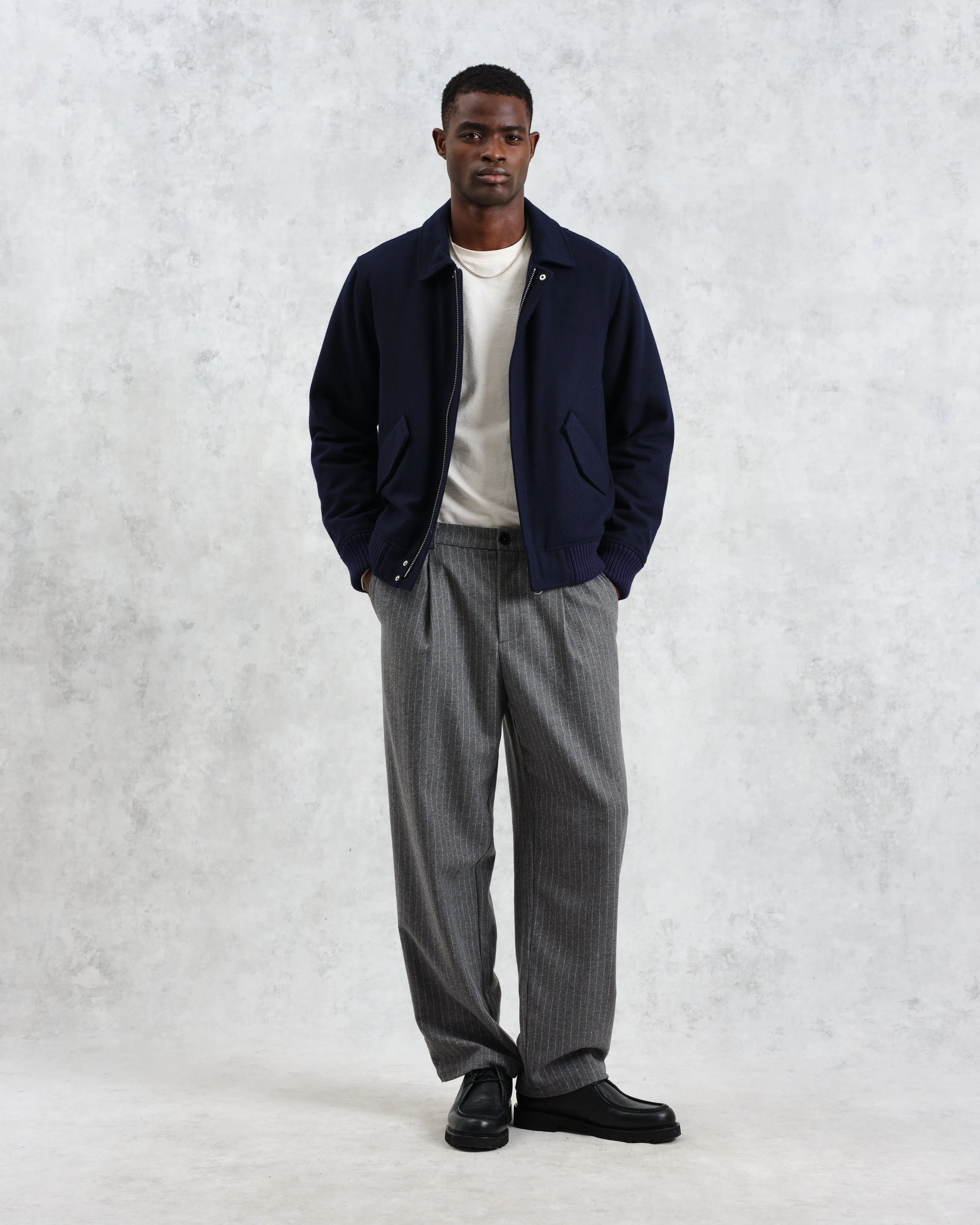 Knoll - Navy Wool Bomber Jacket sold by Wax London product image thumbnail 5