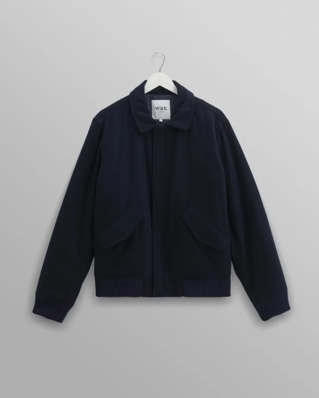 Knoll - Navy Wool Bomber Jacket made by Wax London