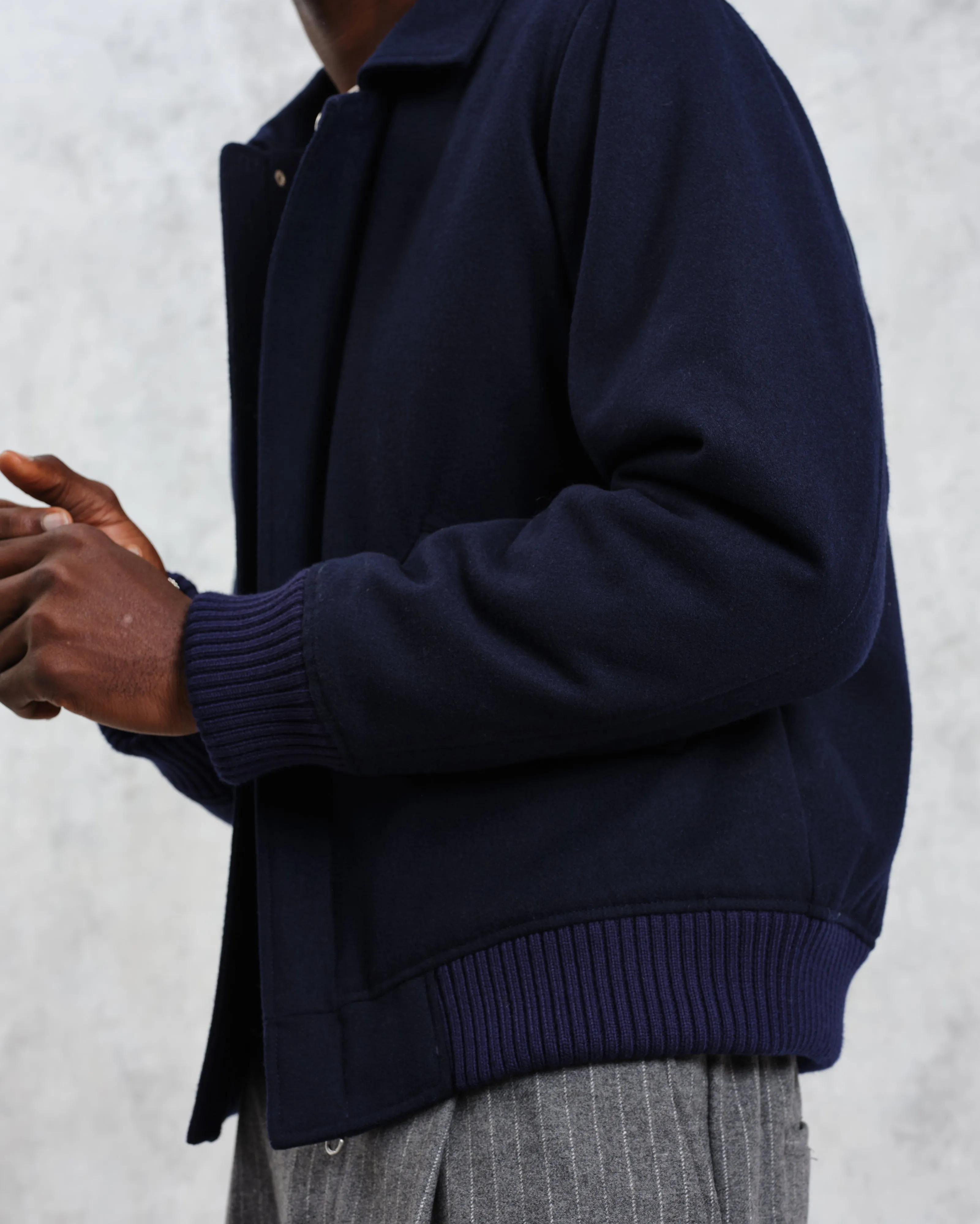 Knoll - Navy Wool Bomber Jacket sold by Wax London product image thumbnail 4