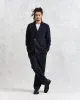 Malham - Navy Pinstripe Wool Trousers sold by Wax London