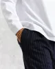 Malham - Navy Pinstripe Wool Trousers sold by Wax London