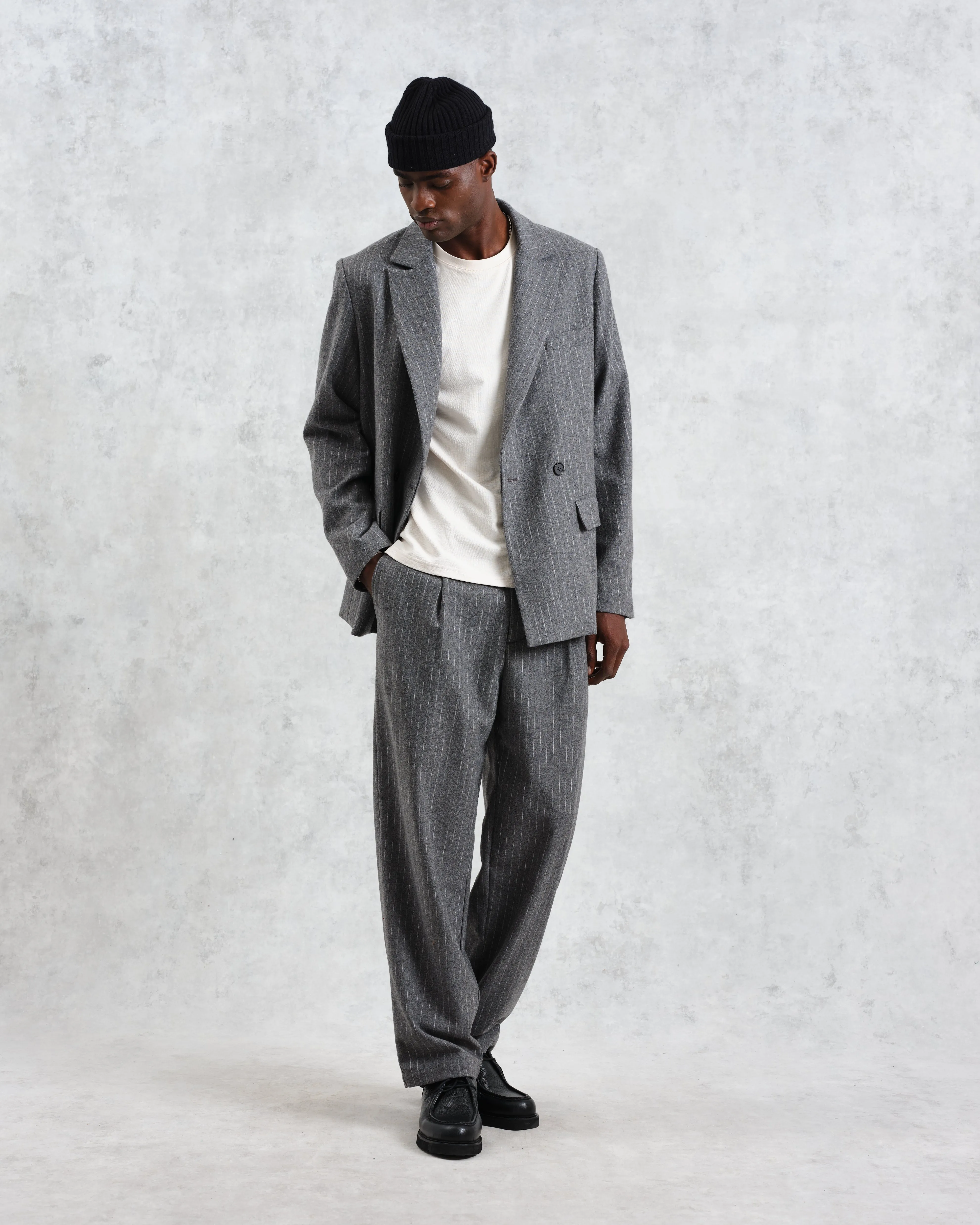 Malham - Charcoal Grey Pinstripe Wool Trousers sold by Wax London product image thumbnail 4