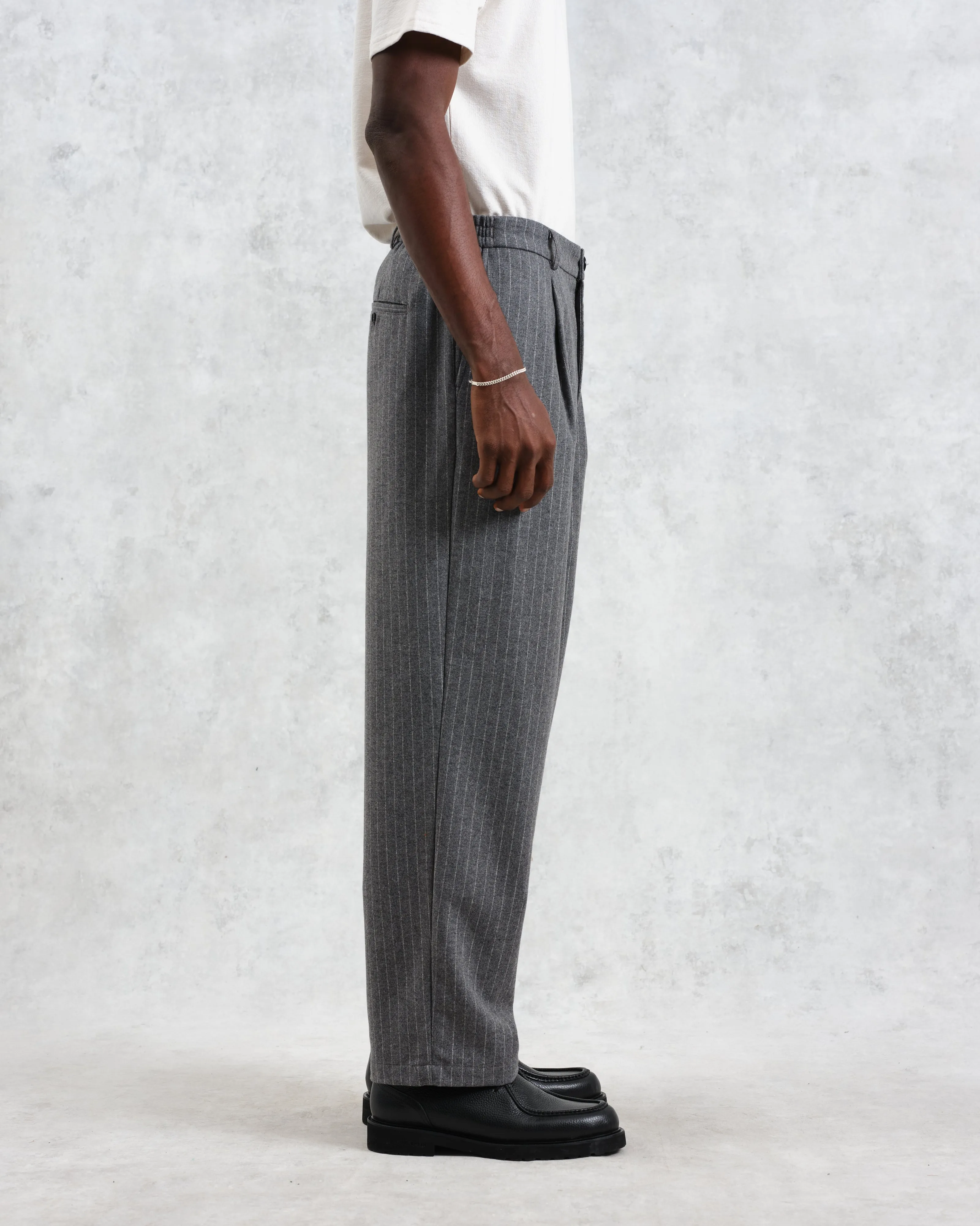 Malham - Charcoal Grey Pinstripe Wool Trousers sold by Wax London product image thumbnail 5