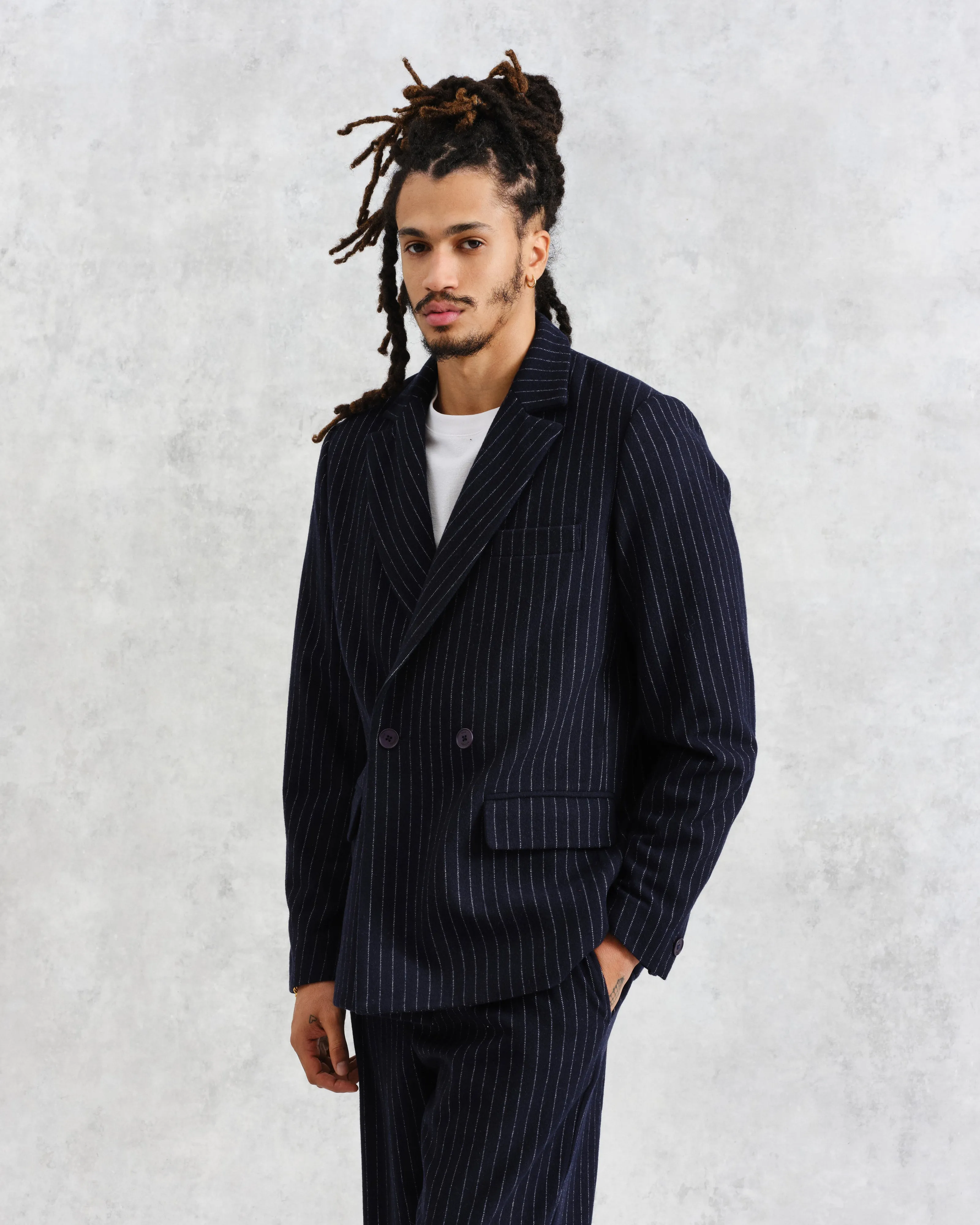 Gekko - Navy Pinstripe Wool Blazer sold by Wax London product image thumbnail 2