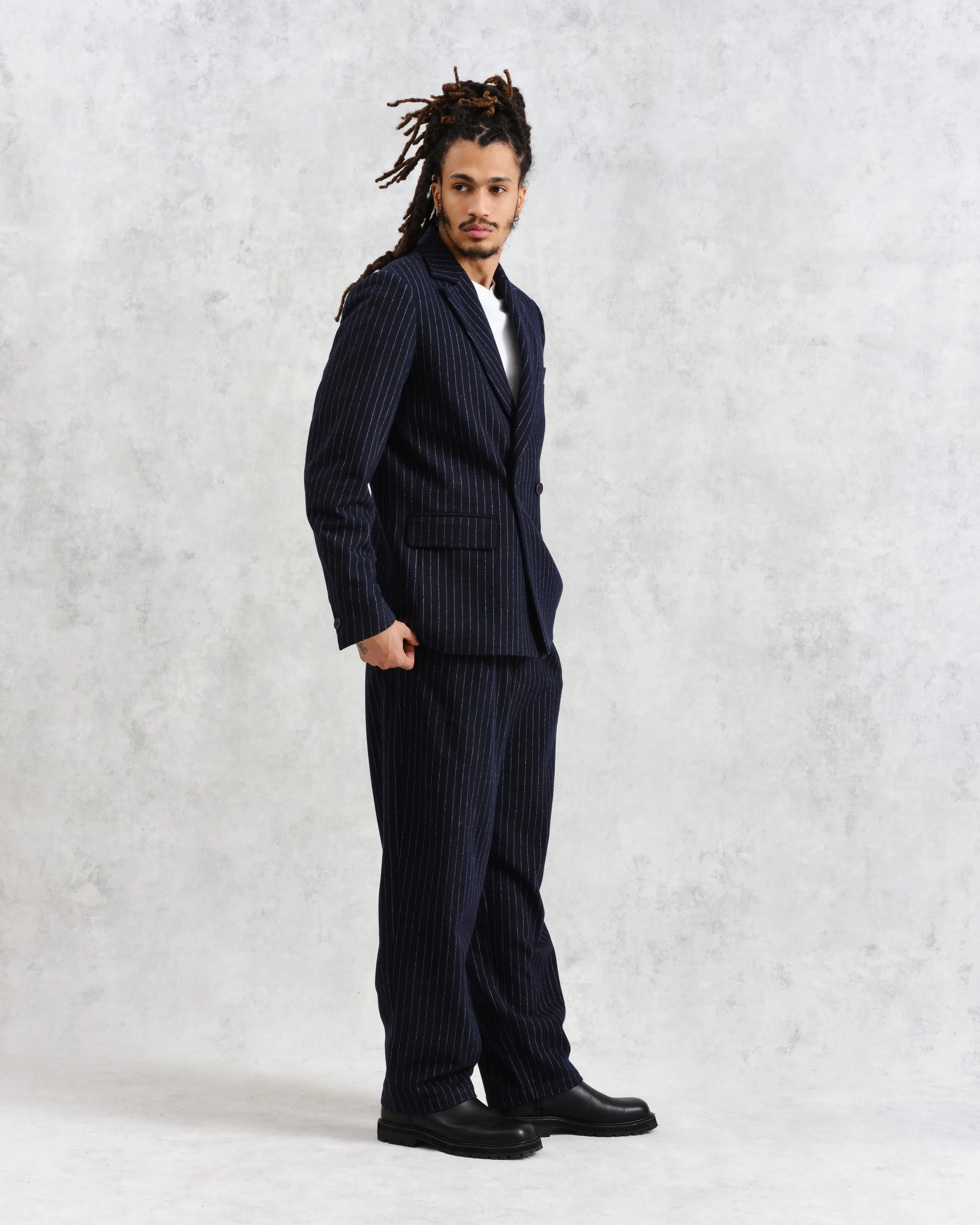 Gekko - Navy Pinstripe Wool Blazer sold by Wax London product image thumbnail 5