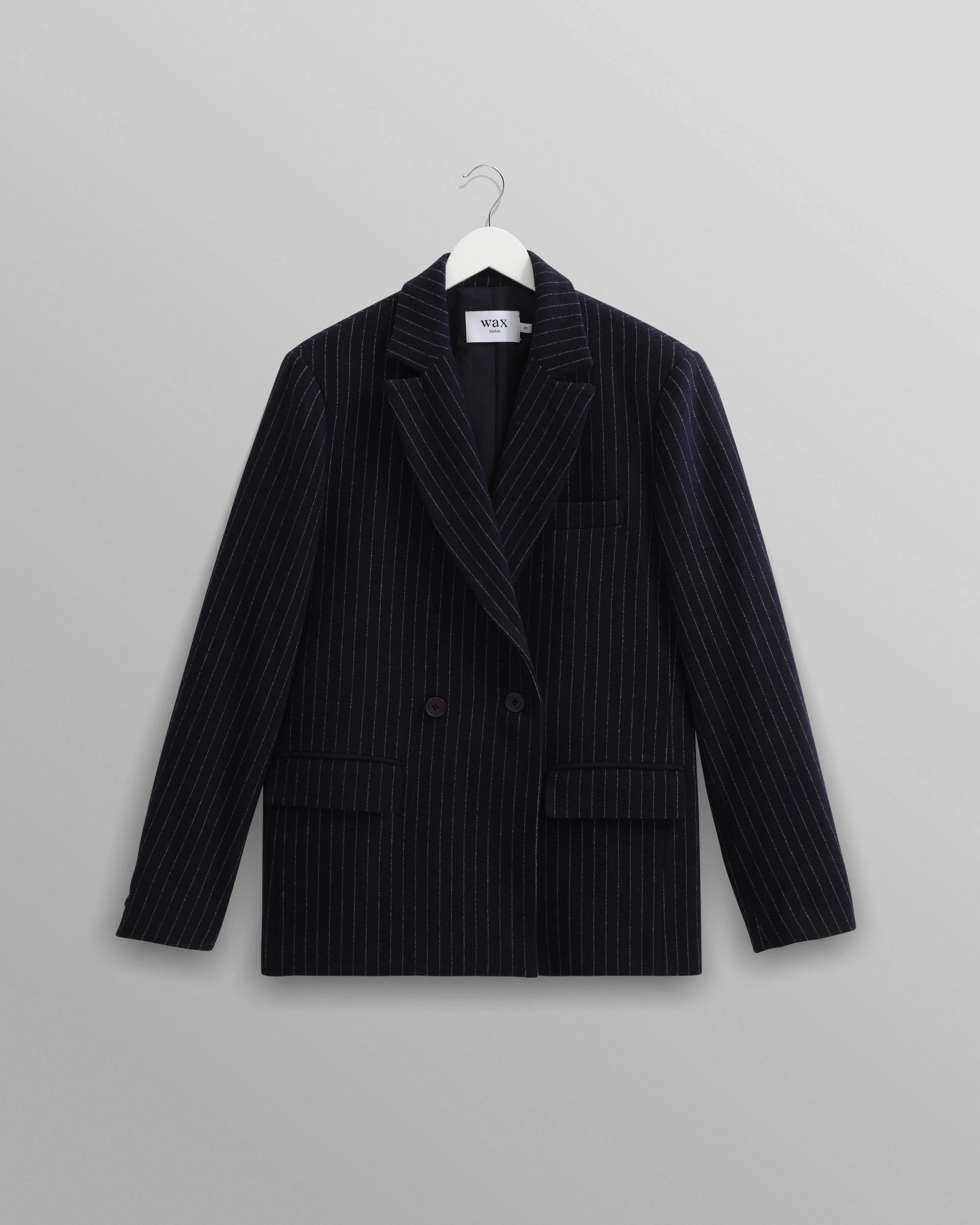 Gekko - Navy Pinstripe Wool Blazer sold by Wax London
