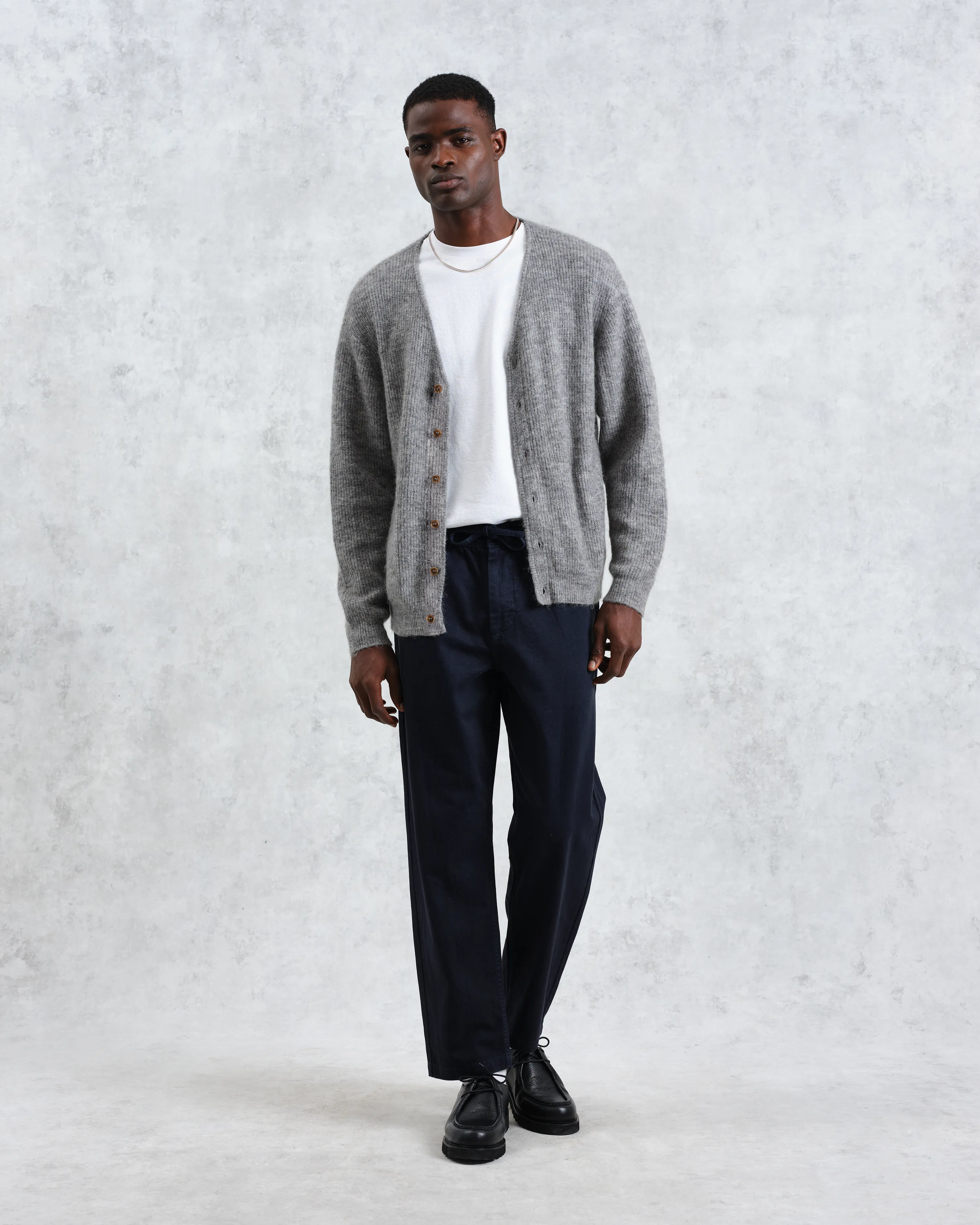 Alban - Grey Marl Mohair Blend Cardigan sold by Wax London product image thumbnail 3