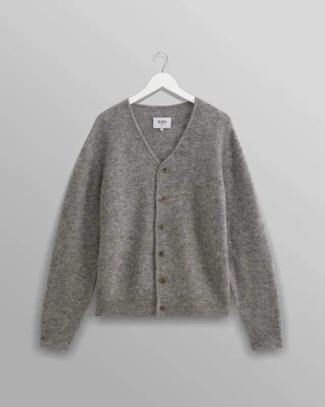 Alban - Grey Marl Mohair Blend Cardigan sold by Wax London