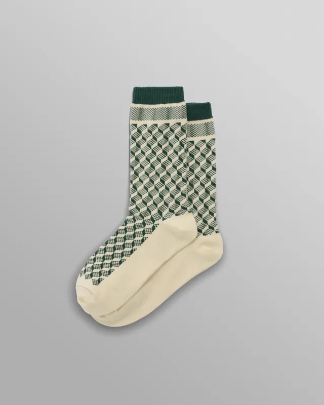 Galway - Green Jacquard Chunky Sock made by Wax London